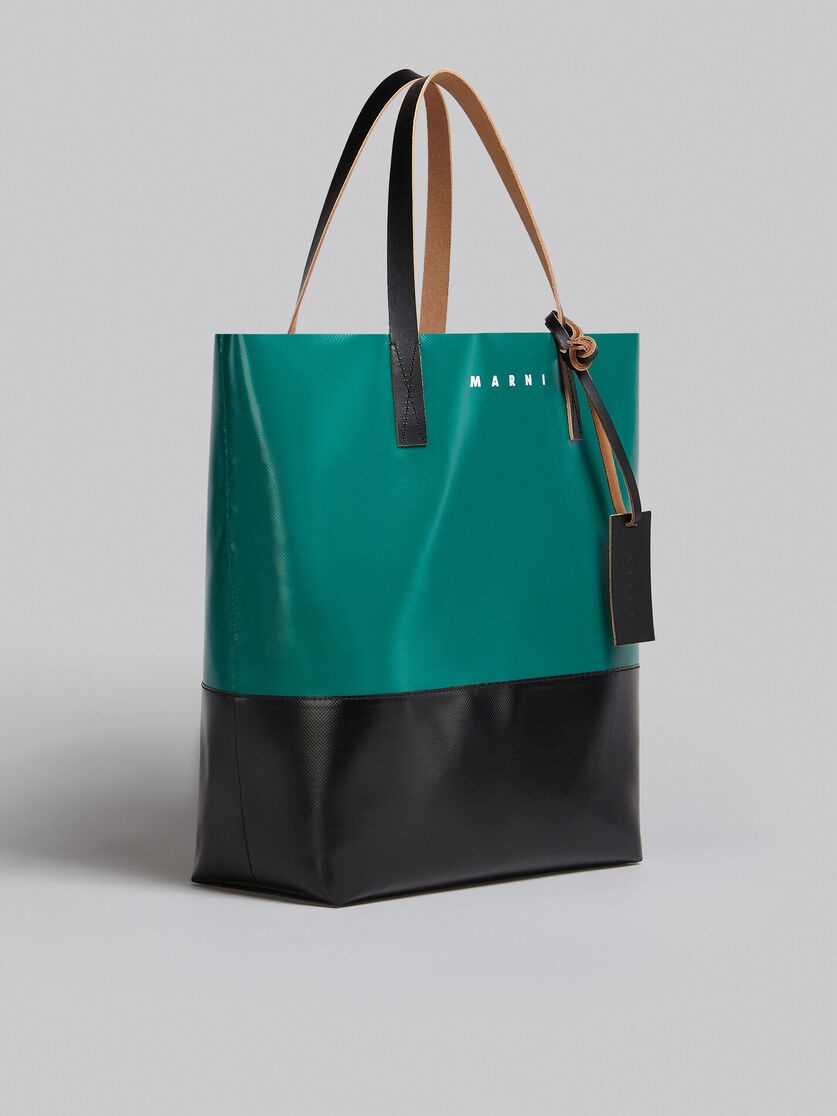 Marni TRIBECA SHOPPING BAG IN GREEN AND BLACK | REVERSIBLE