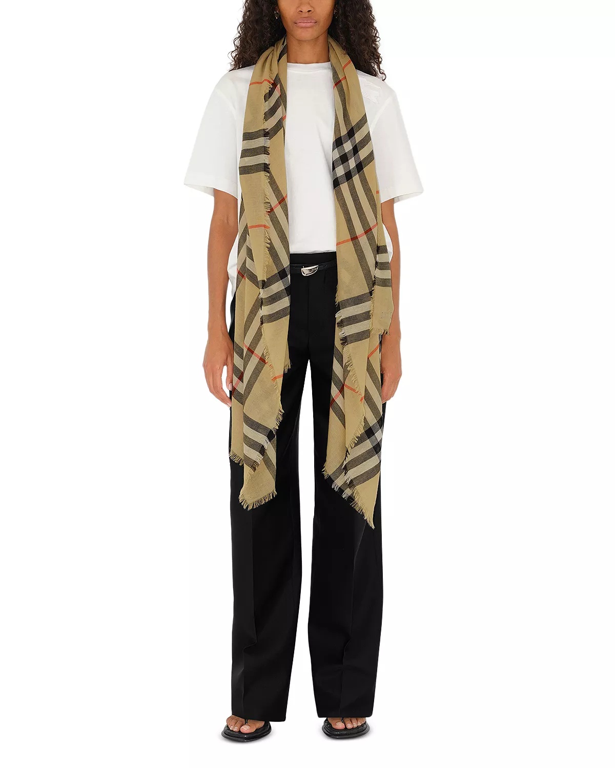 Check Wool Scarf - 3