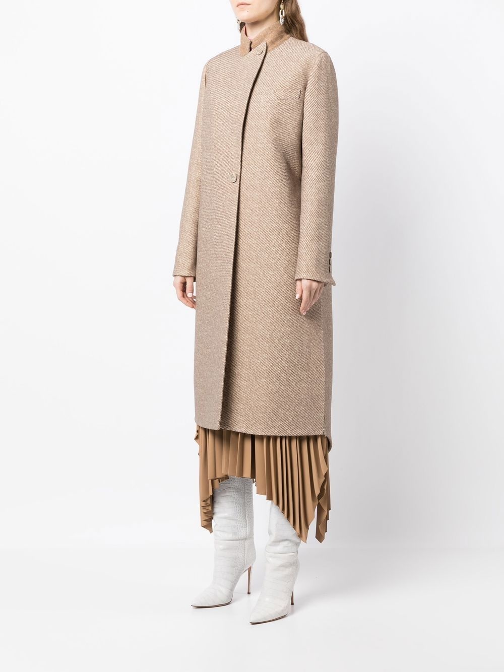 stand-collar wool-silk coat - 3
