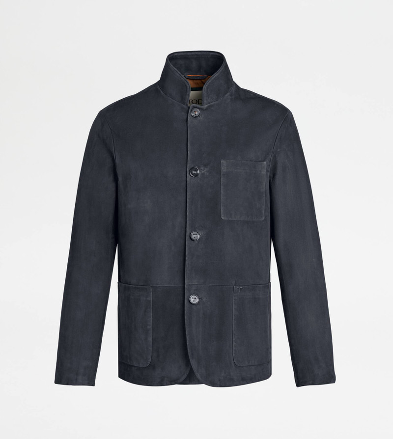 CASTELLO JACKET IN PASHMY SUEDE - BLUE 1