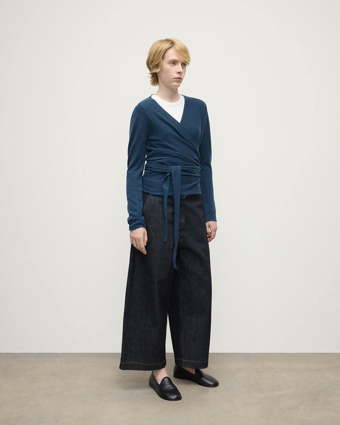 Ballet Wrap Navy Cashmere Cardigan - 3
