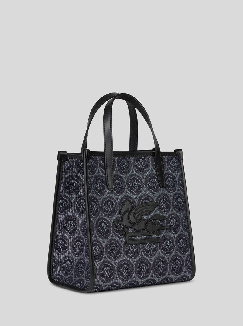SMALL DENIM JACQUARD LOVE TROTTER BAG 5