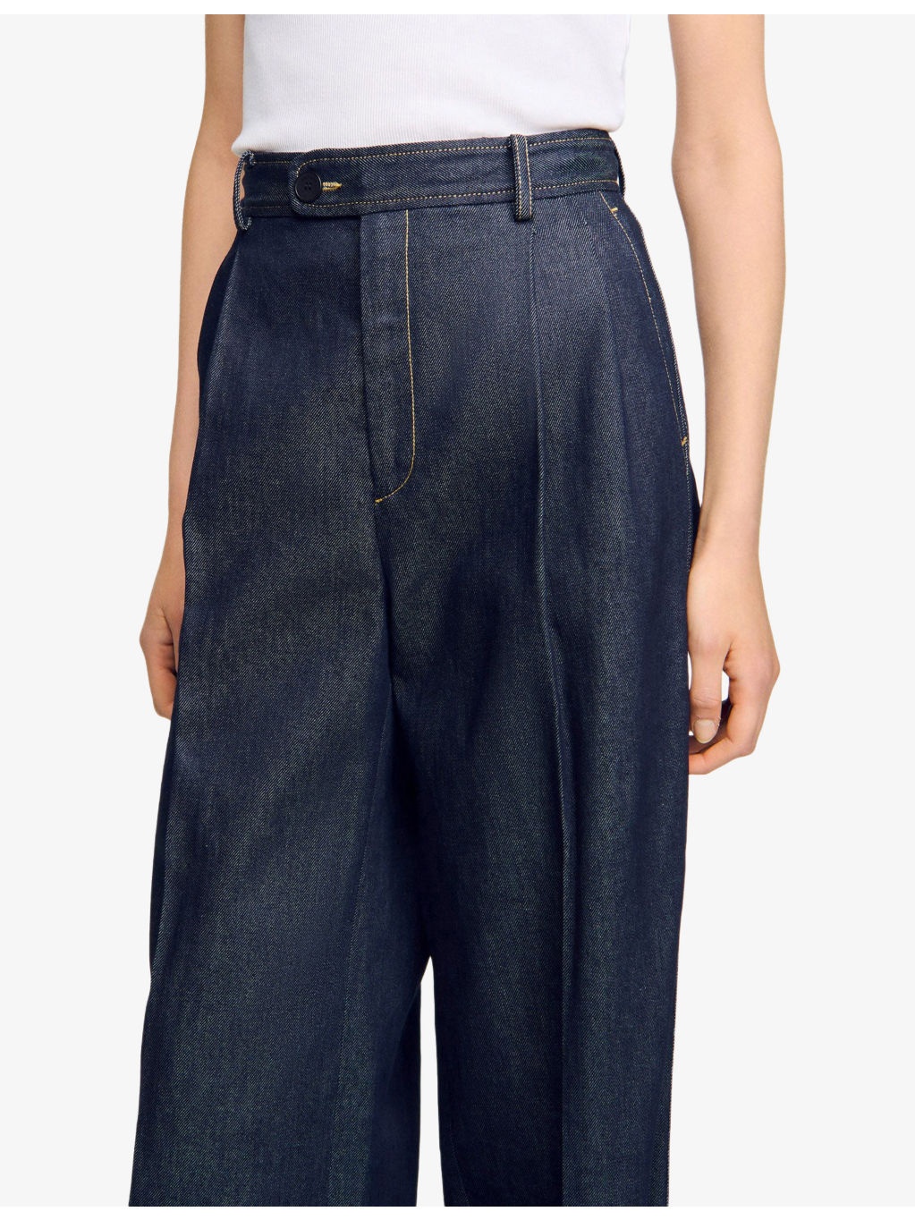 Wide-Leg High-Rise Denim Suit Trousers - 5