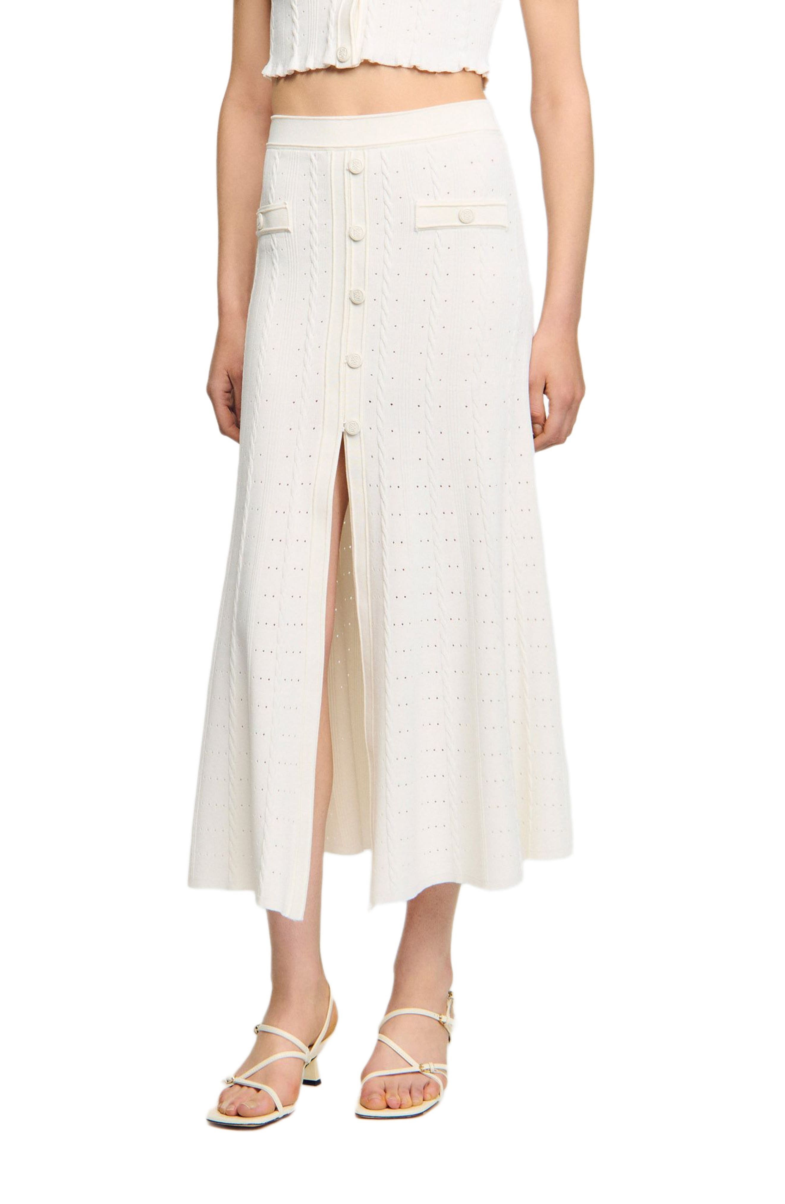 SANDRO Pointelle knit midi skirt in Ecru at Nordstrom - 3
