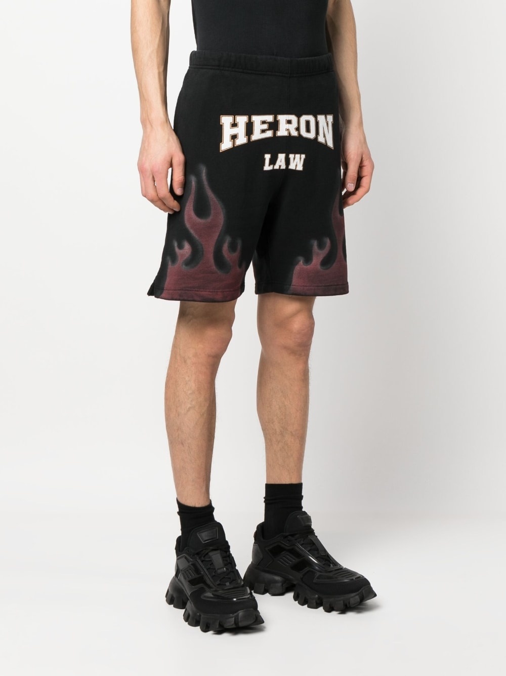 flame-print cotton shorts - 3