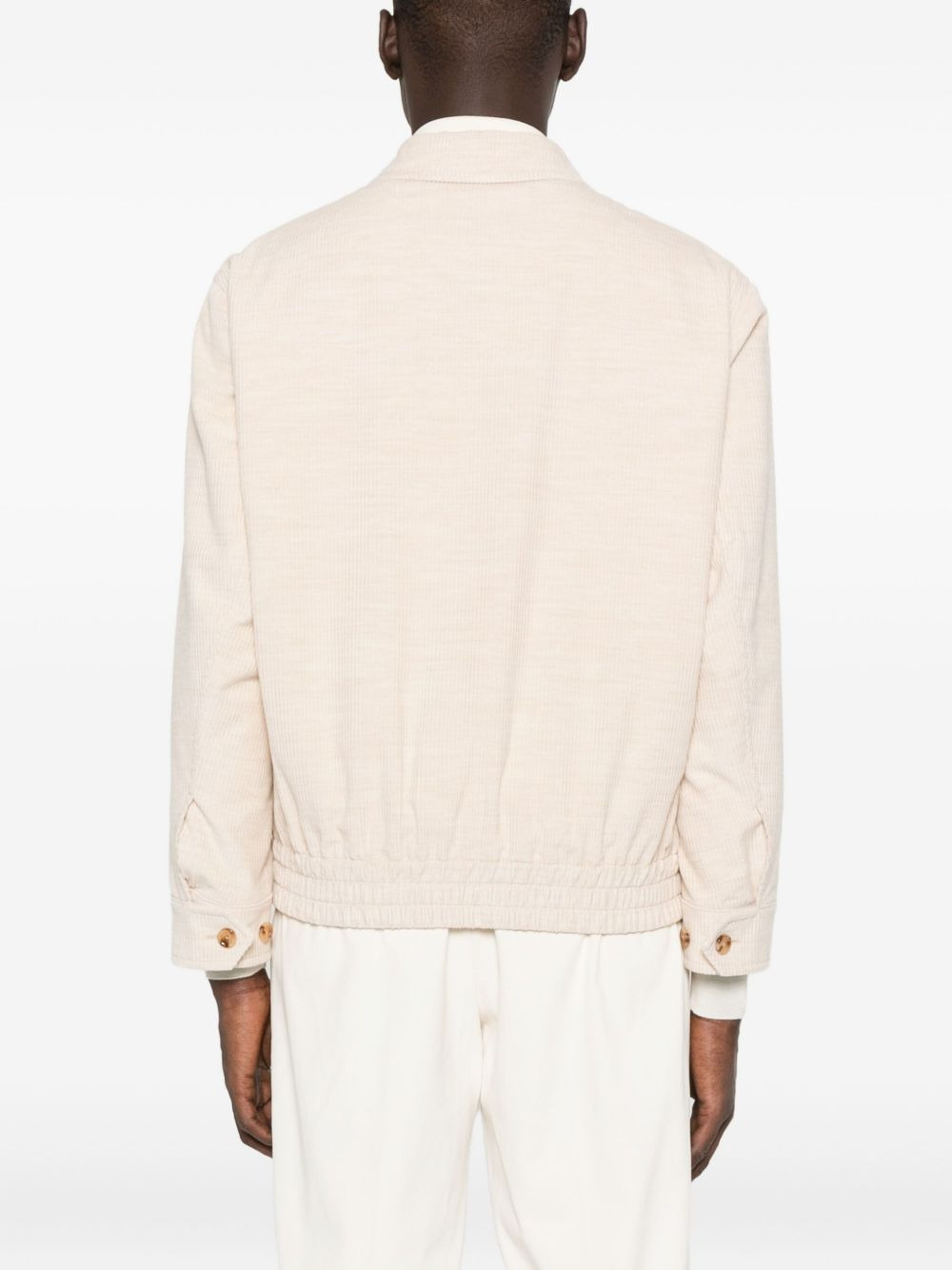 ribbed zip-up overshirt - 4