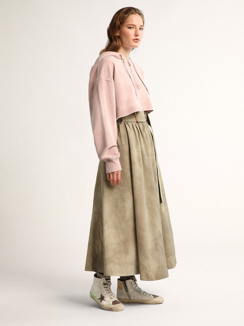 Golden Goose Pale mauve cropped Journey Collection hooded sweatshirt with tone-on-tone Golden lettering on the ba outlook