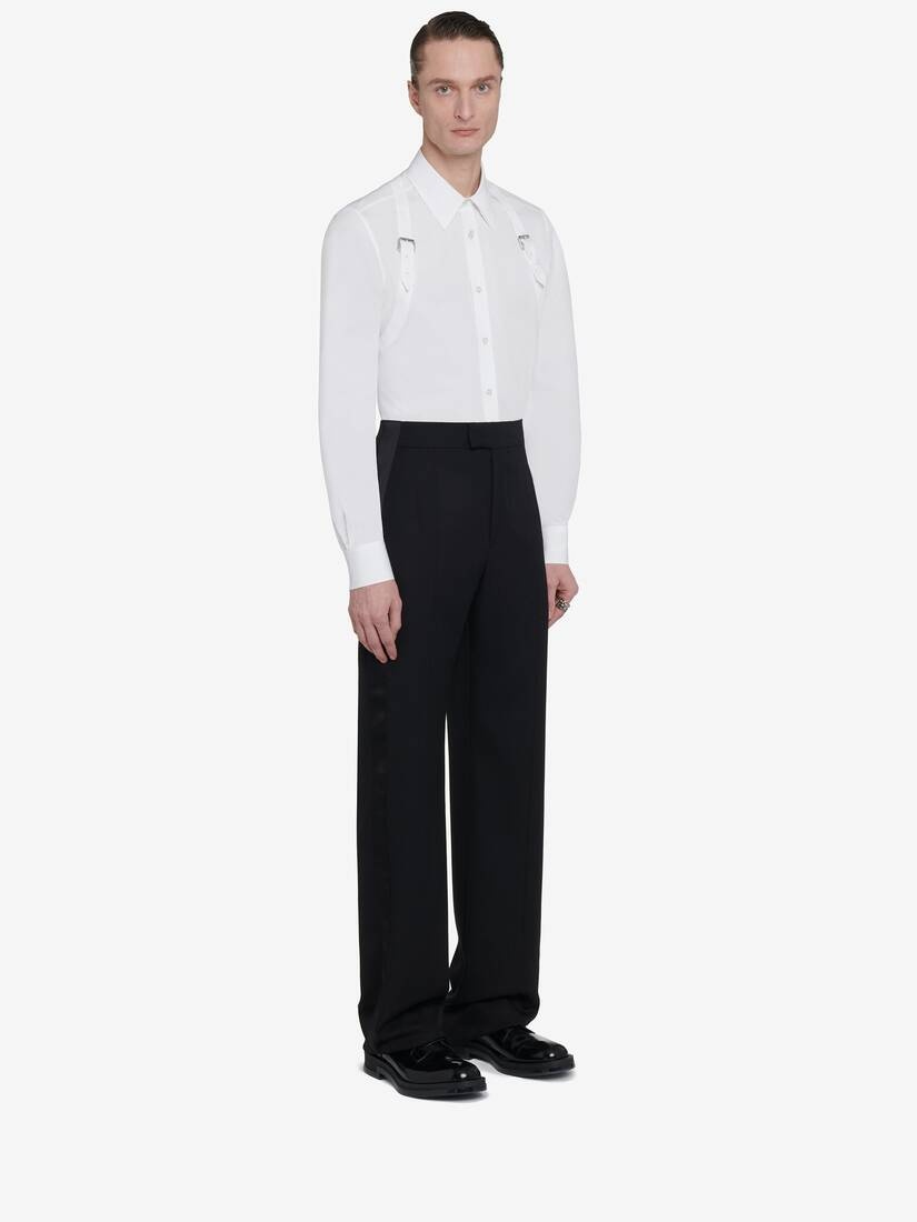 Men's Wide Leg Tuxedo Trousers in Black - 3