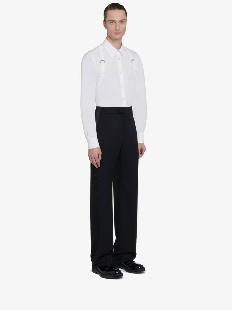 Men's Wide Leg Tuxedo Trousers in Black 3