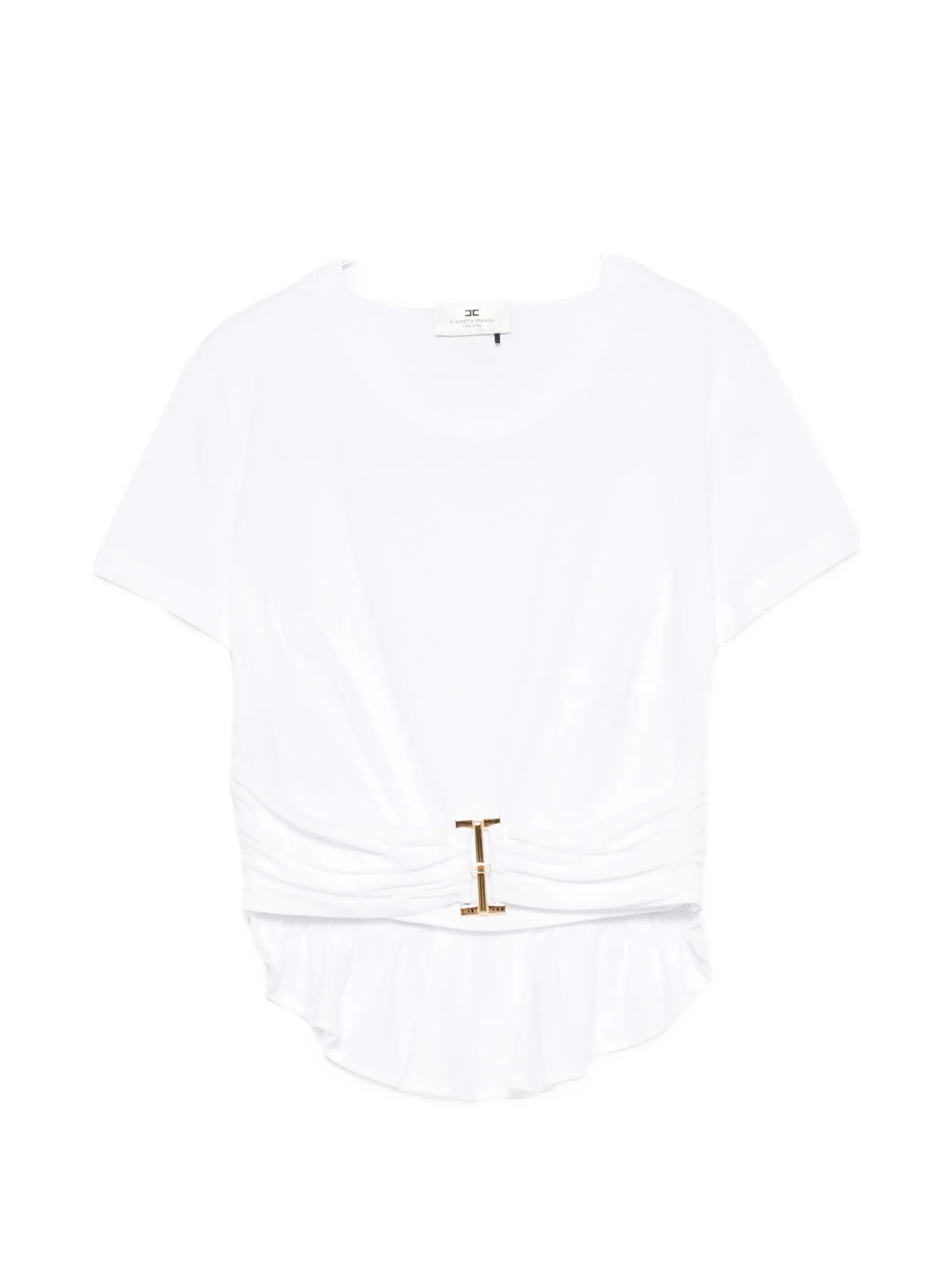 Elisabetta Franchi Ruched-waist Cotton T-shirt - 1