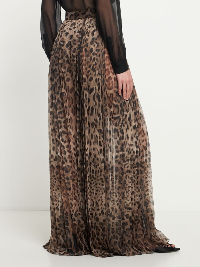 Leopard print wide chiffon pants - 3