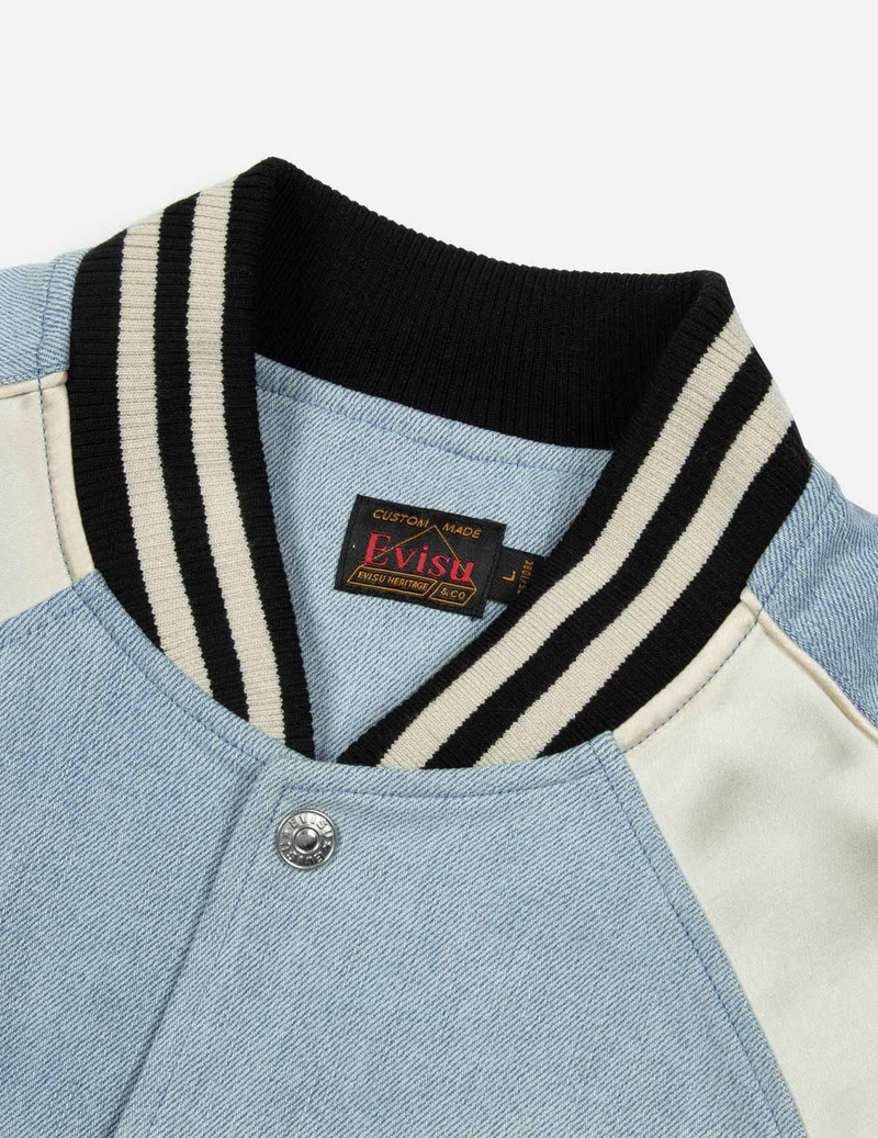 KAMON BROCADE APPLIQUÉ RELAX FIT DENIM SOUVENIR JACKET 7