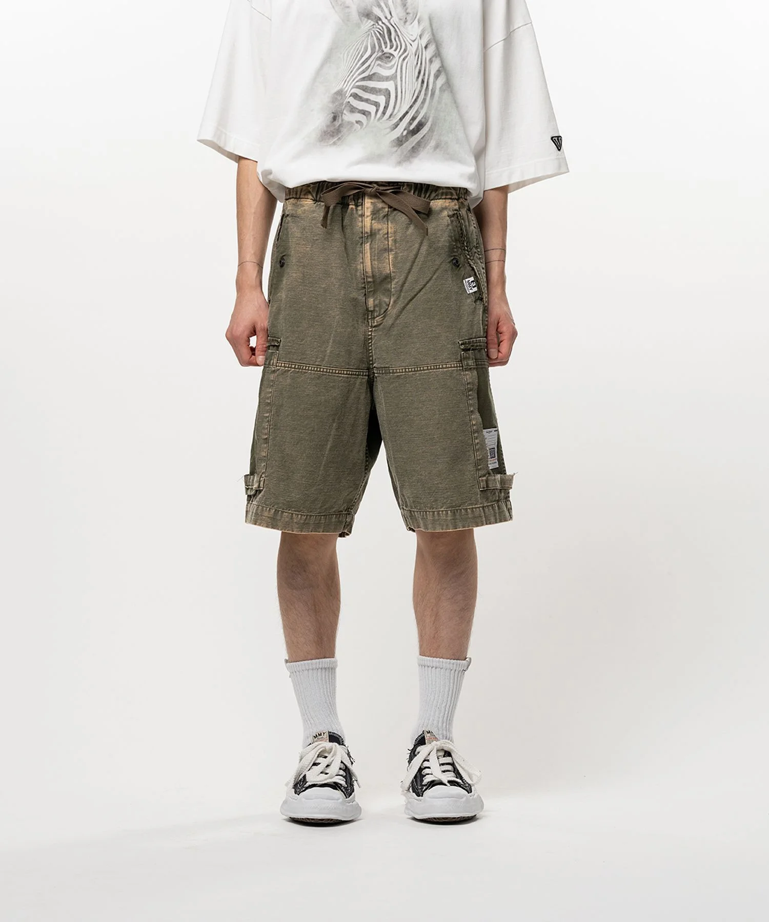 Cotton Satin Cargo Shorts - 1