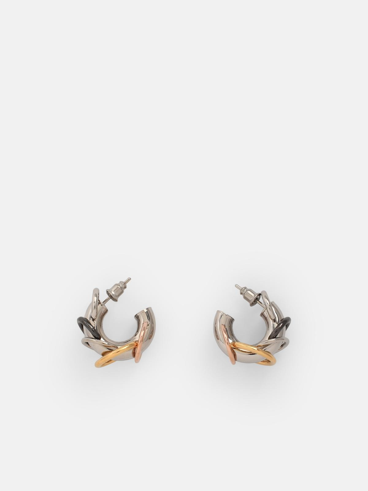 PIERCED HOOPS' SILVER BRASS EARRINGS - 1