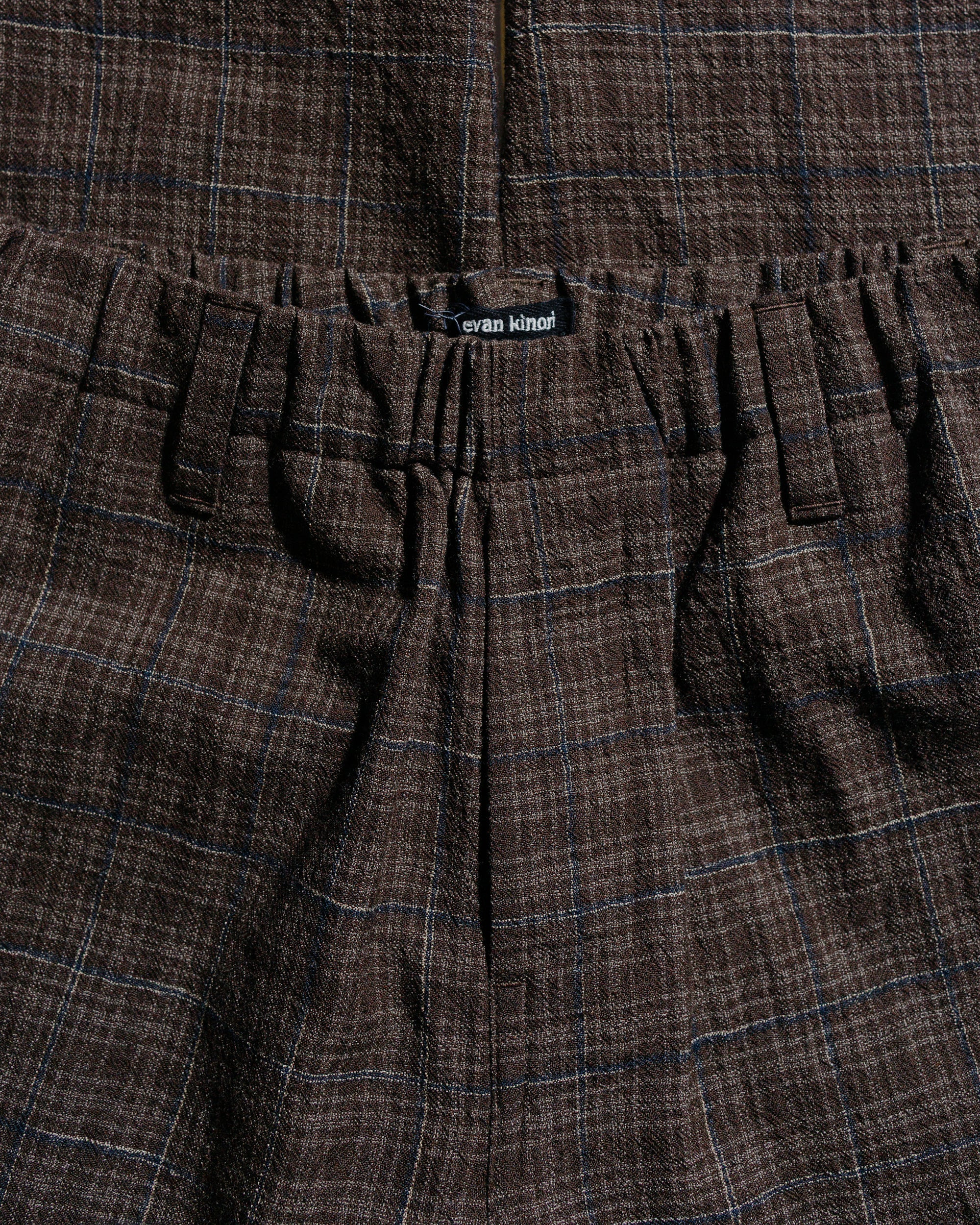 Elastic Pant Kasuri Wool Check Brown/Beige/Navy - 5