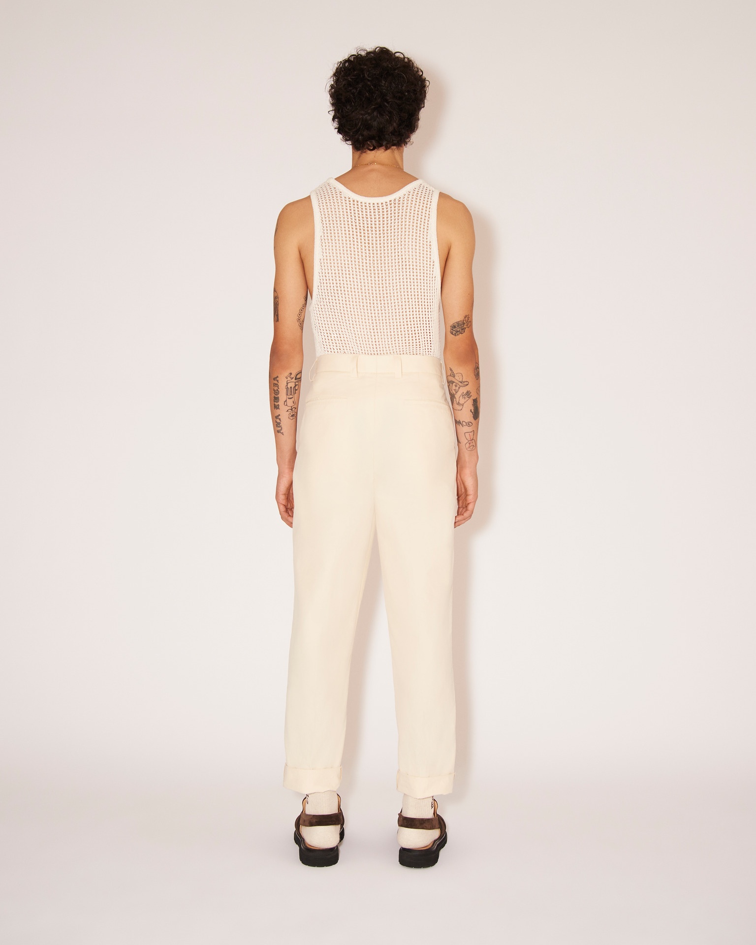 GINI - Heavy poplin tailored pants - Creme - 5