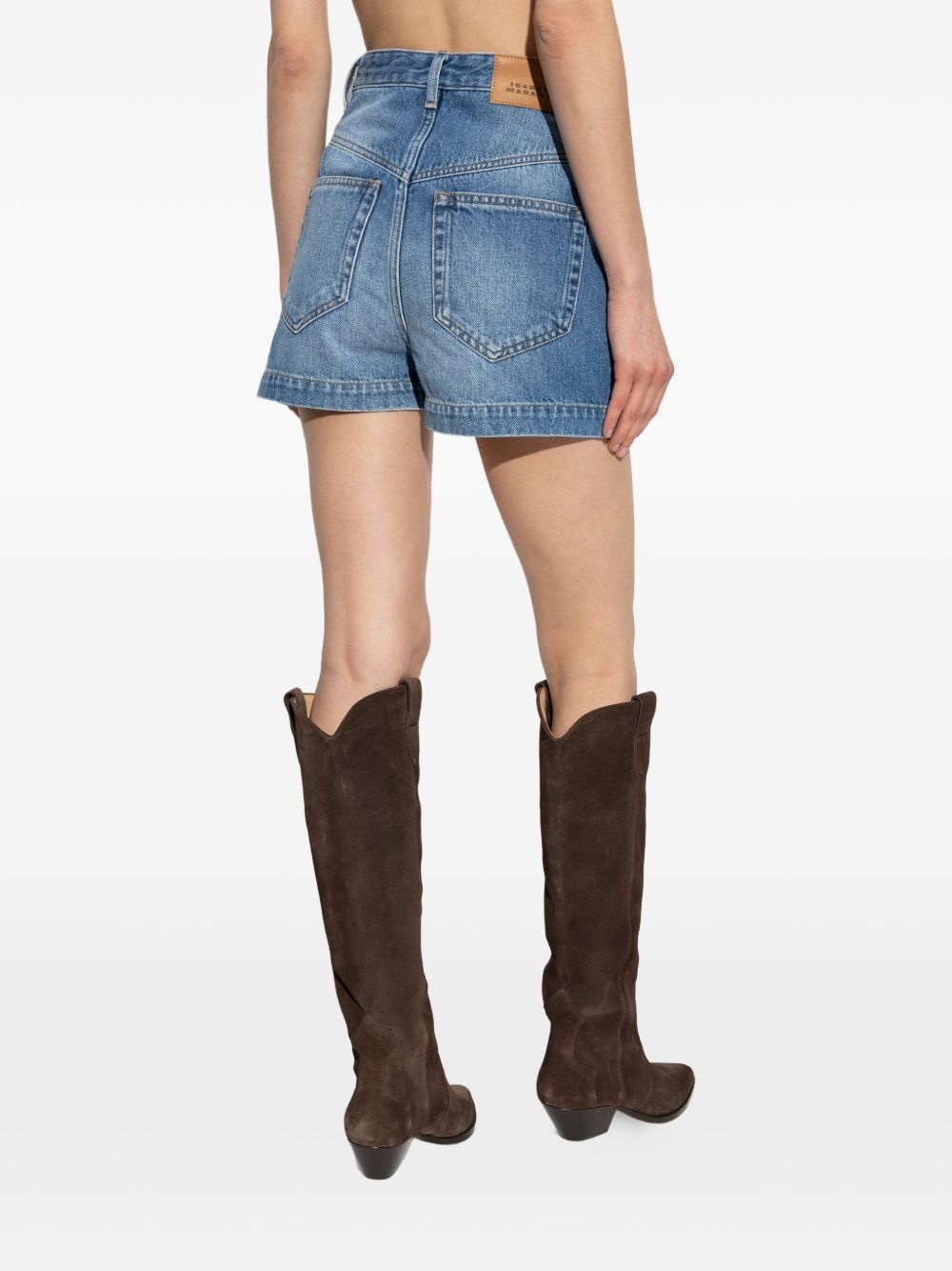 button-fastening denim shorts - 4