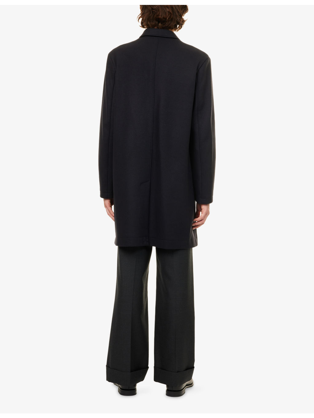 Boiled Pointed-Collar Wool Blend Coat - 4