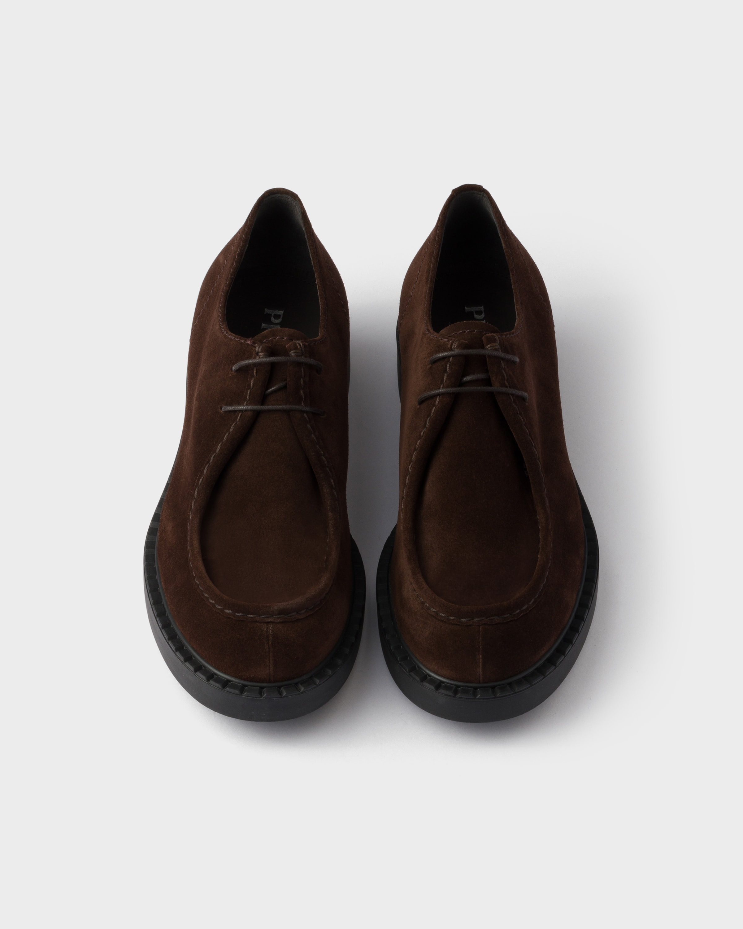 Chocolate suede lace-up shoes - 4