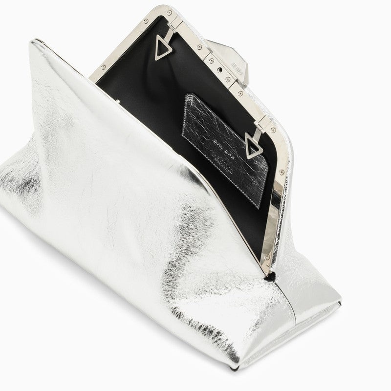 The Attico Day Off Silver Leather Clutch Bag Women - 5