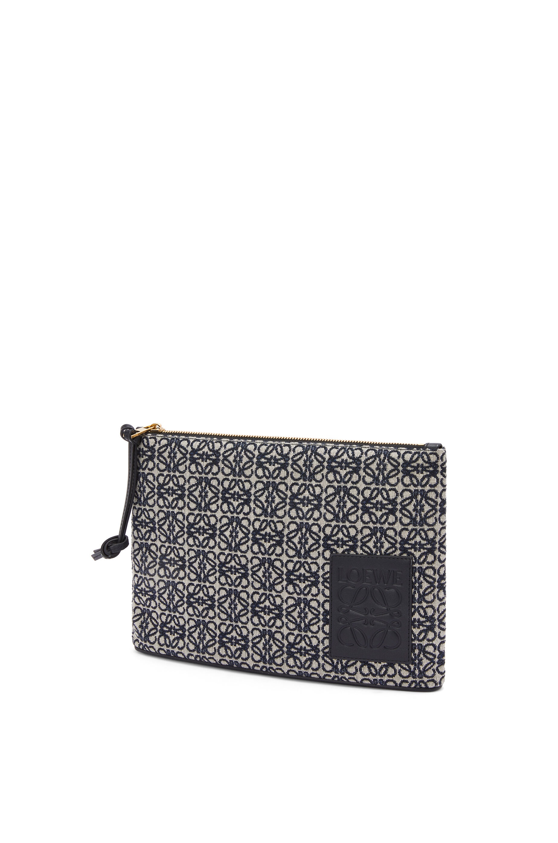 Oblong pouch in Anagram jacquard and calfskin - 2