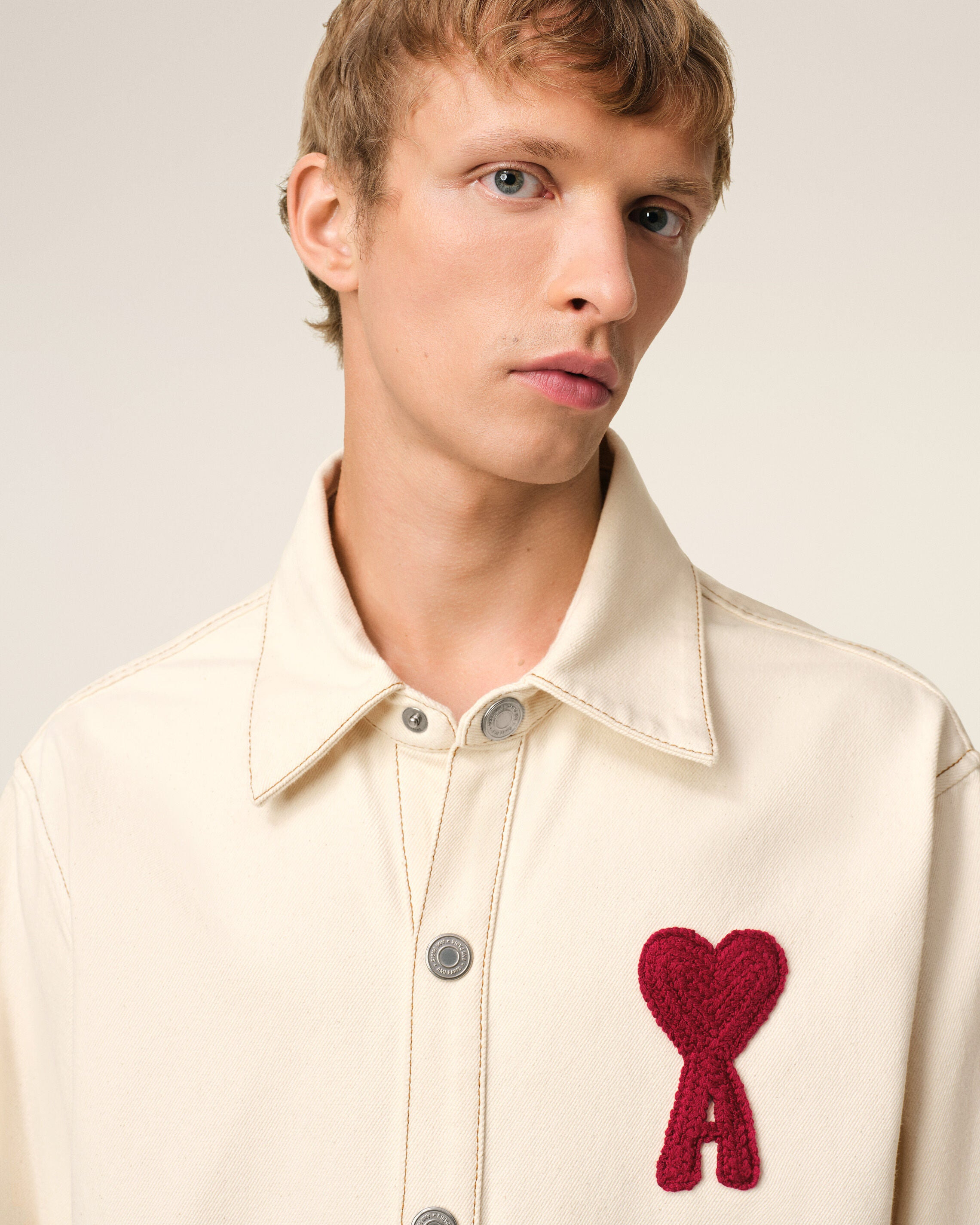 BEIGE COTTON AMI DE COEUR OVERSHIRT - 3