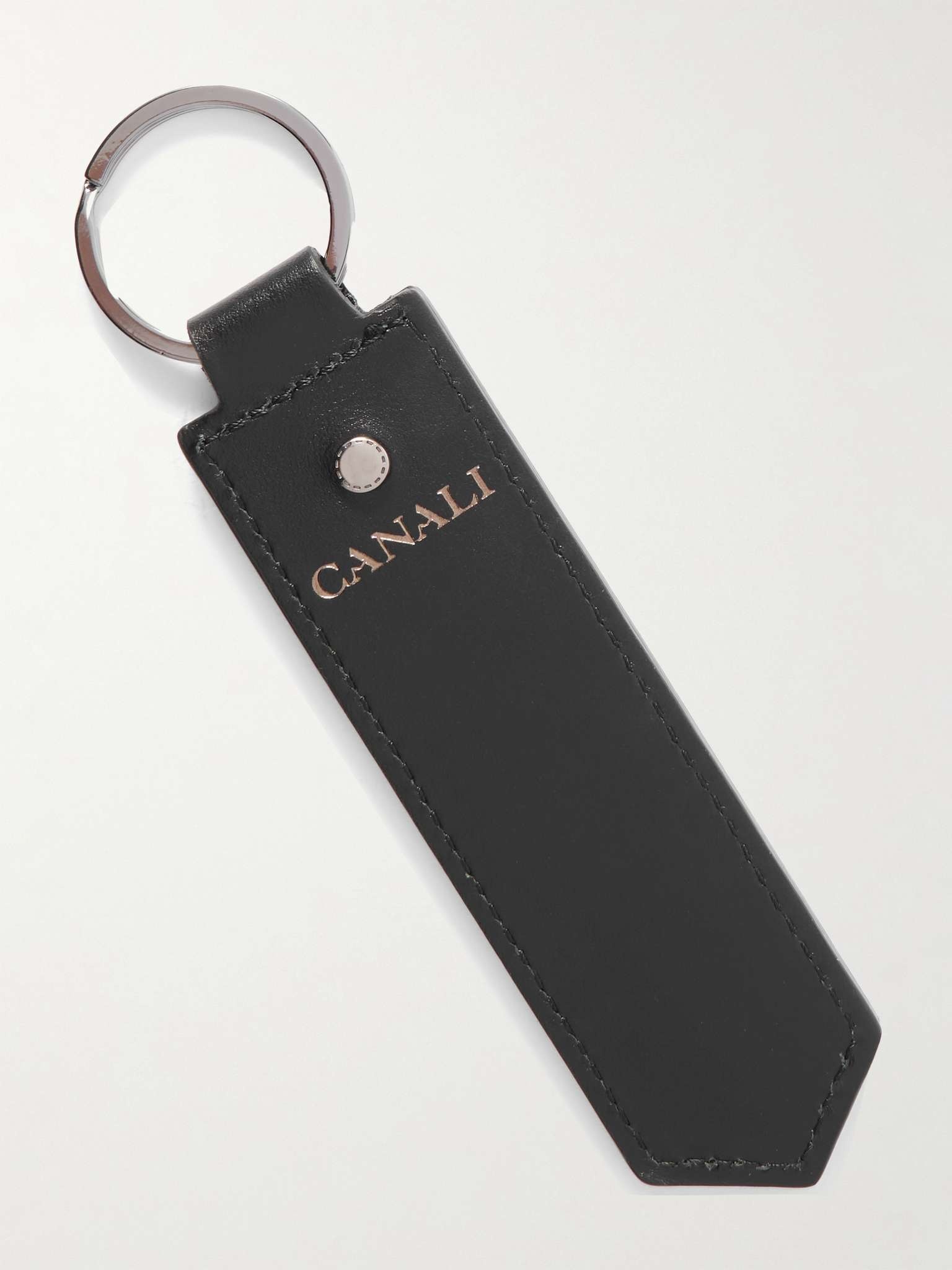 Logo-Debossed Leather and Silver-Tone Key Fob - 2