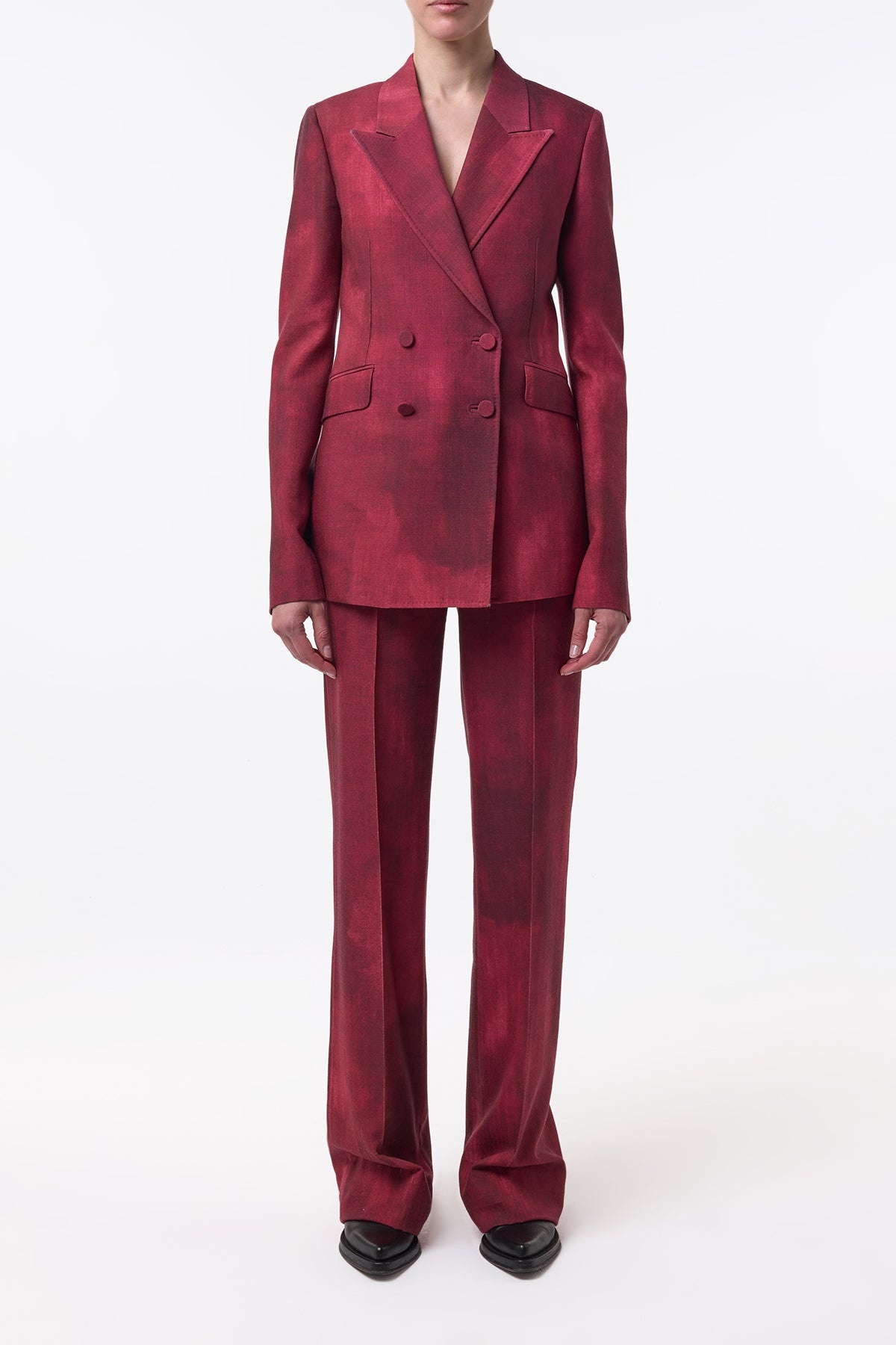 Angela Blazer in Bordeaux Virgin Wool - 4