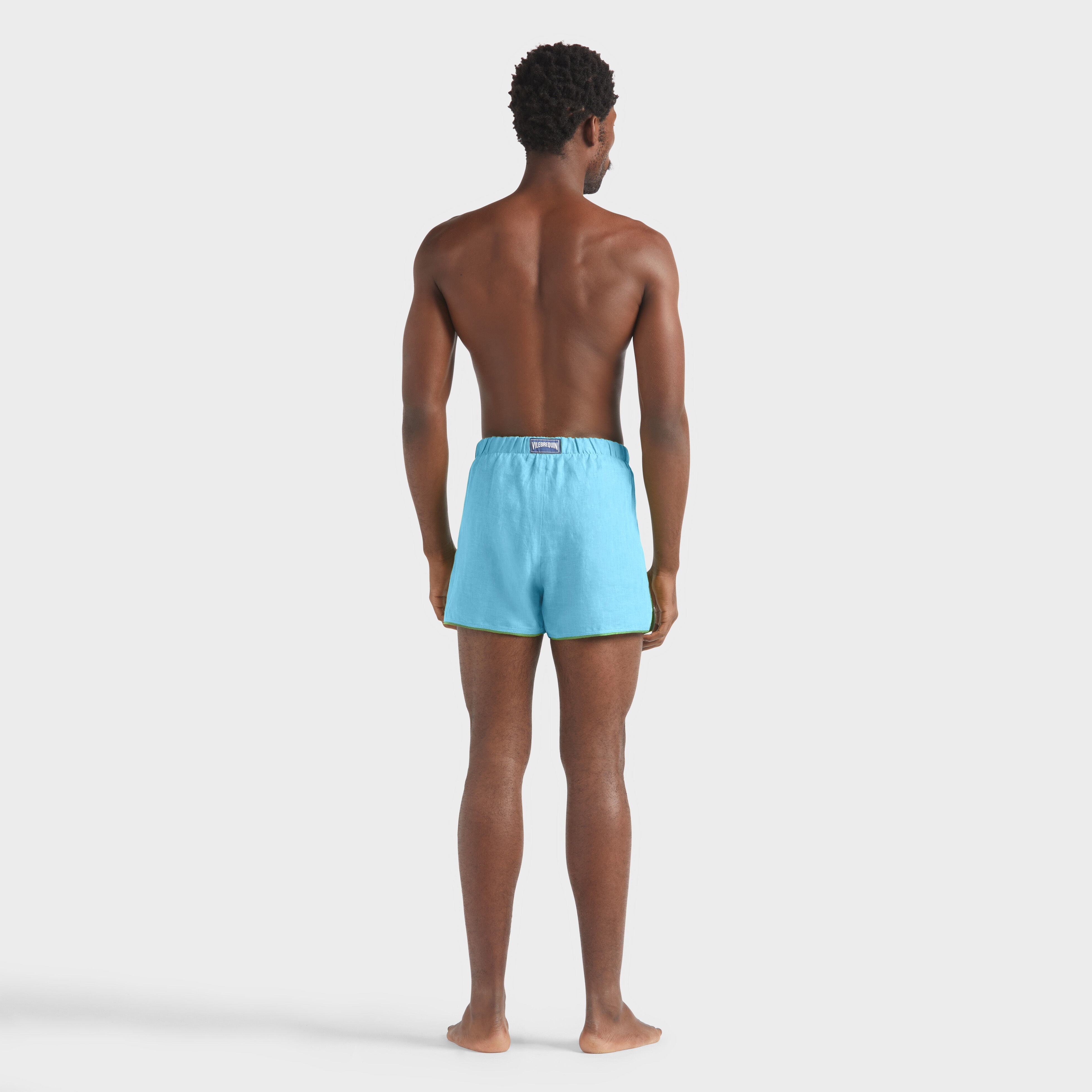 Men Linen Swim Trunks Solid - 4