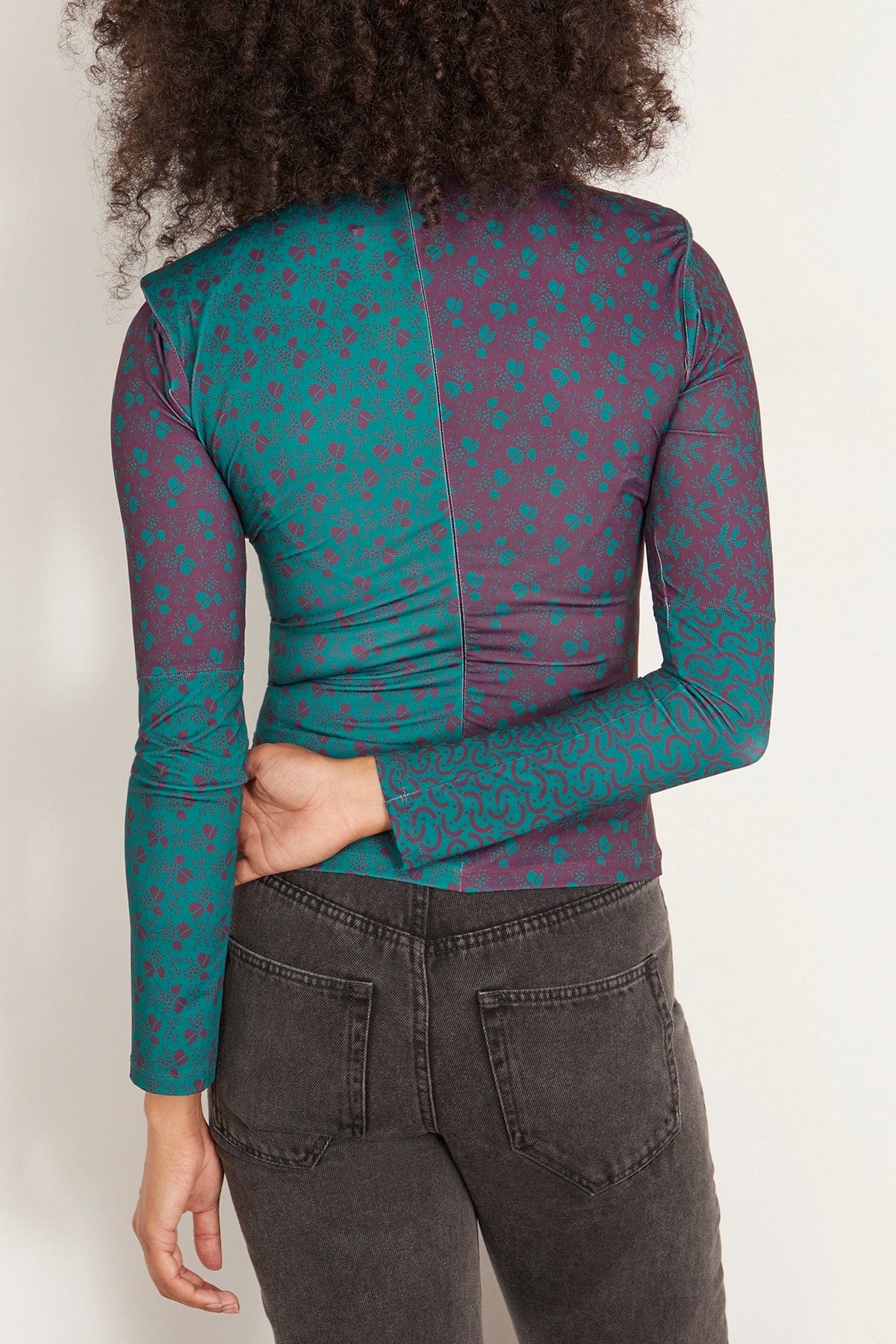 Panna Printed Long Sleeve Top in Plum - 4