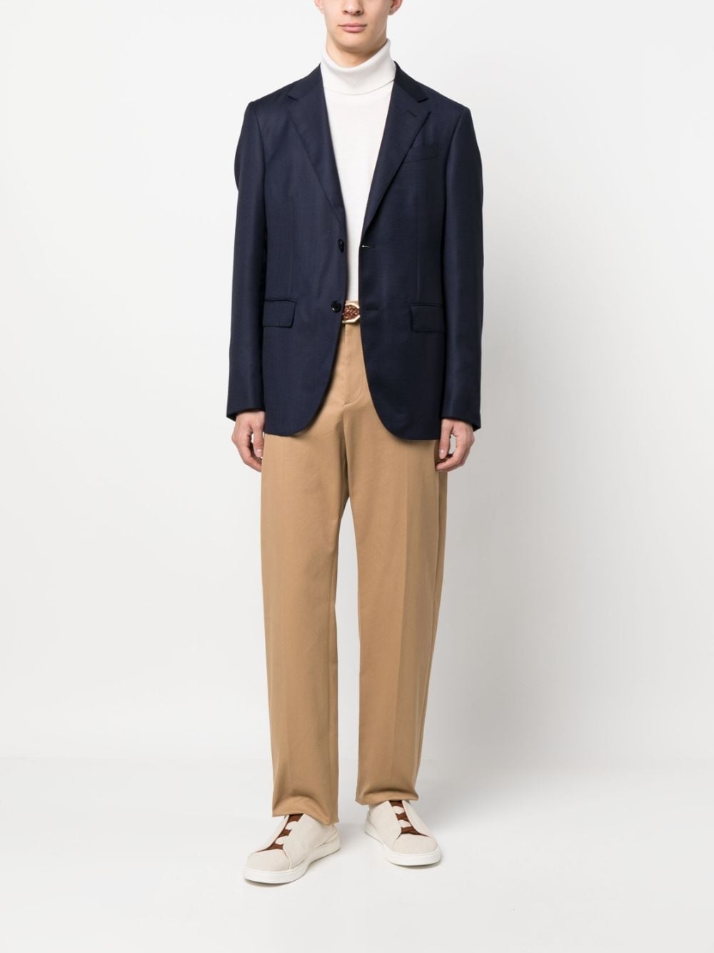 notched-lapels wool blazer - 2