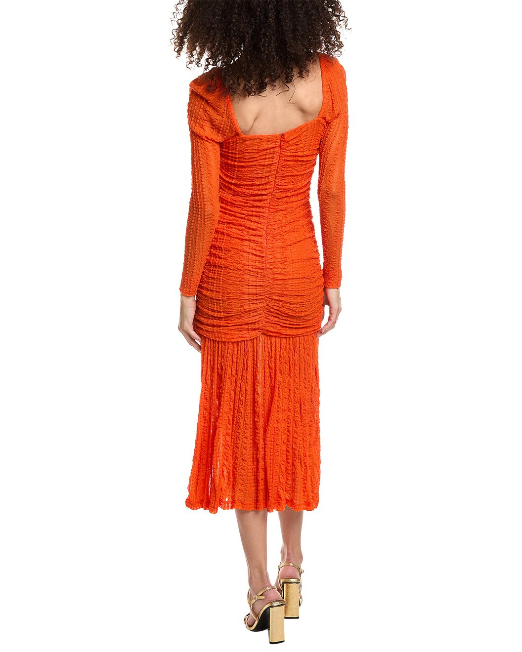 GANNI Stretch Lace Gathered Midi Dress - 2