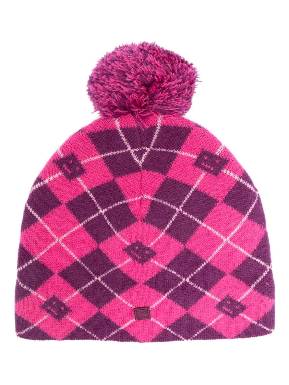 pompom-detail checked beanie - 1