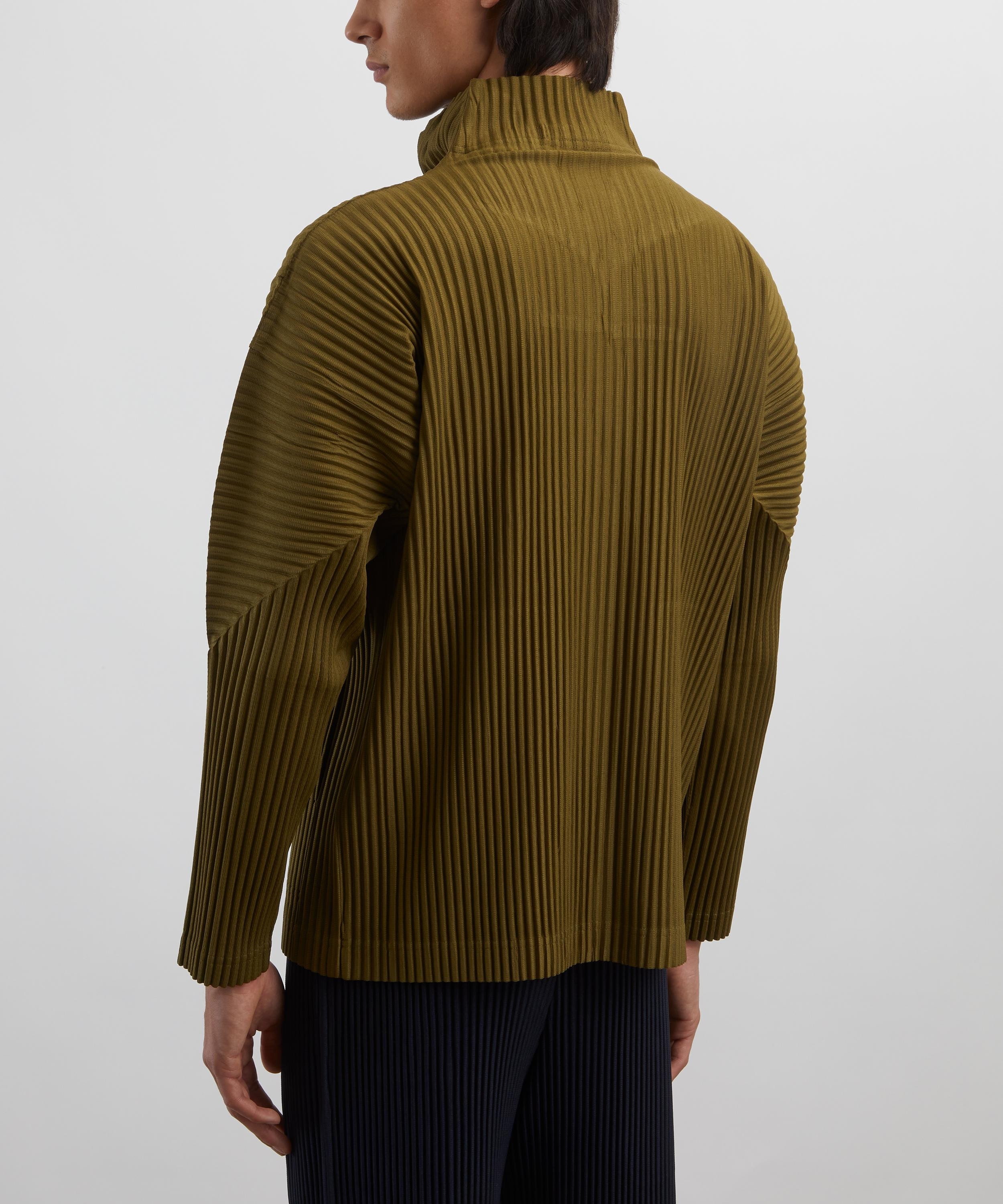 COLOURS PLEATS Olive Khaki Pleated Jacket - 4