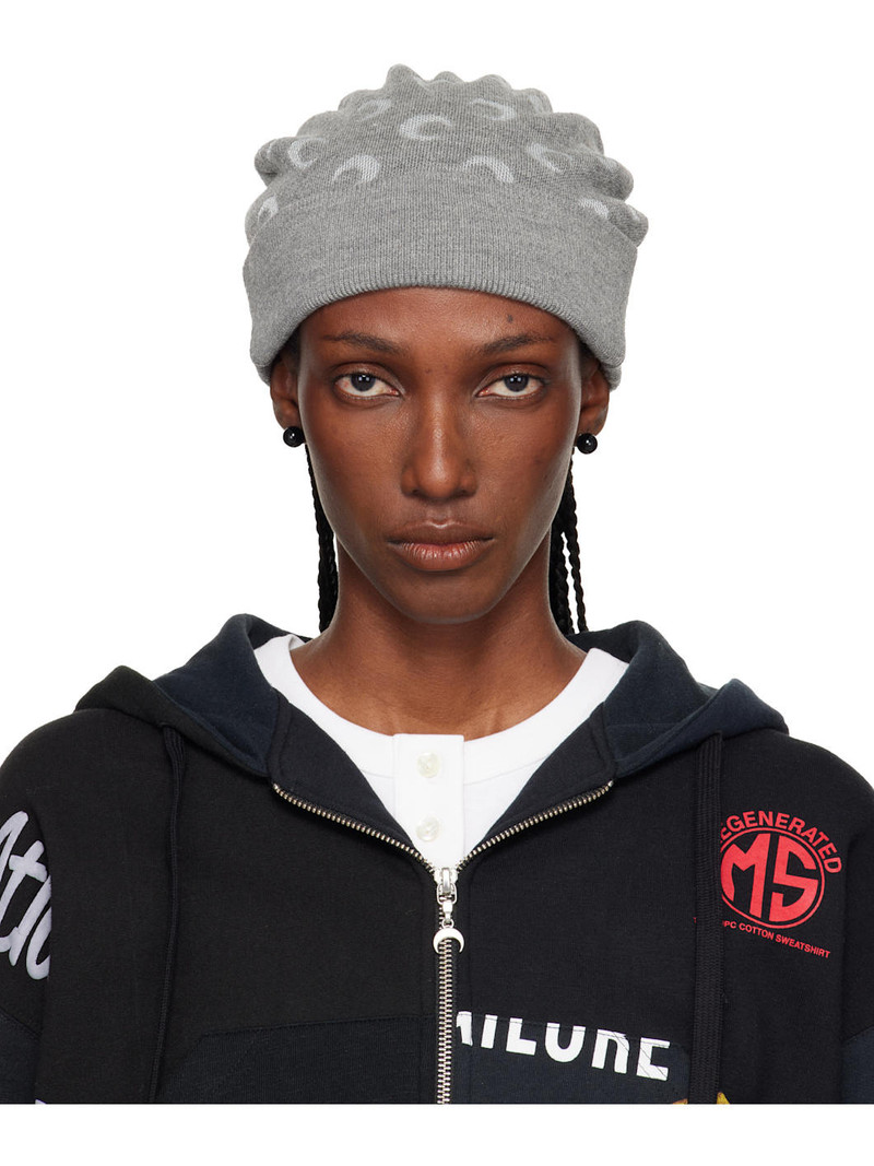 Gray Moon Jacquard Knit Beanie 1