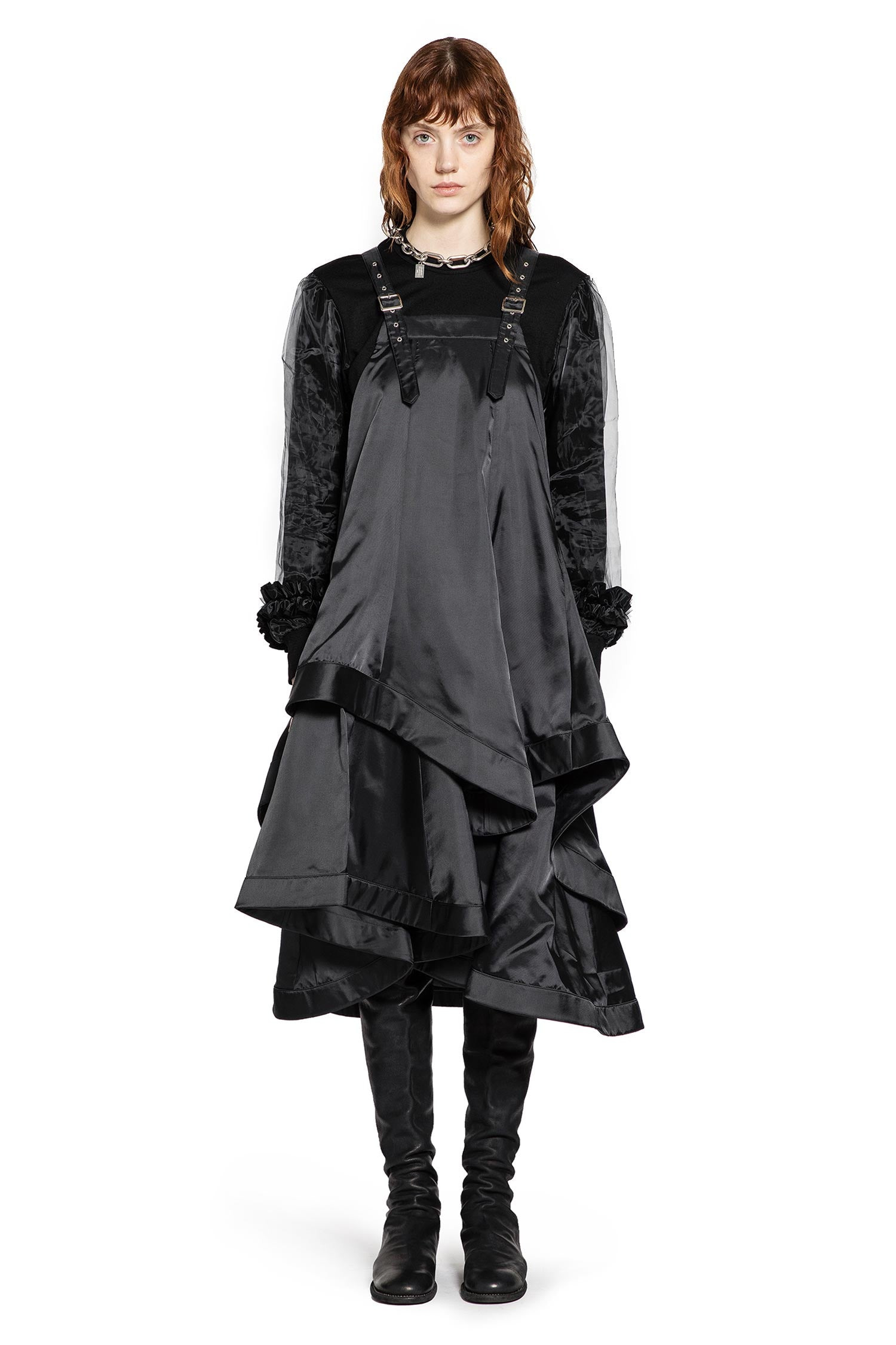 Satin Apron Midi Dress - 2