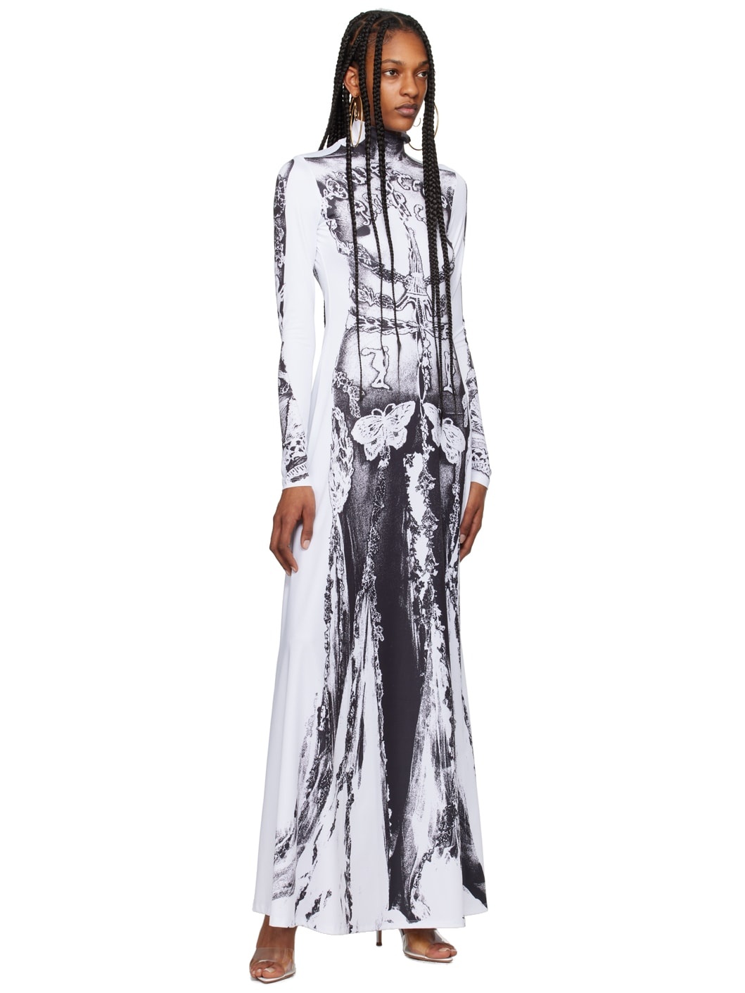 White & Black 'The Gaultier Paris' Maxi Dress - 4