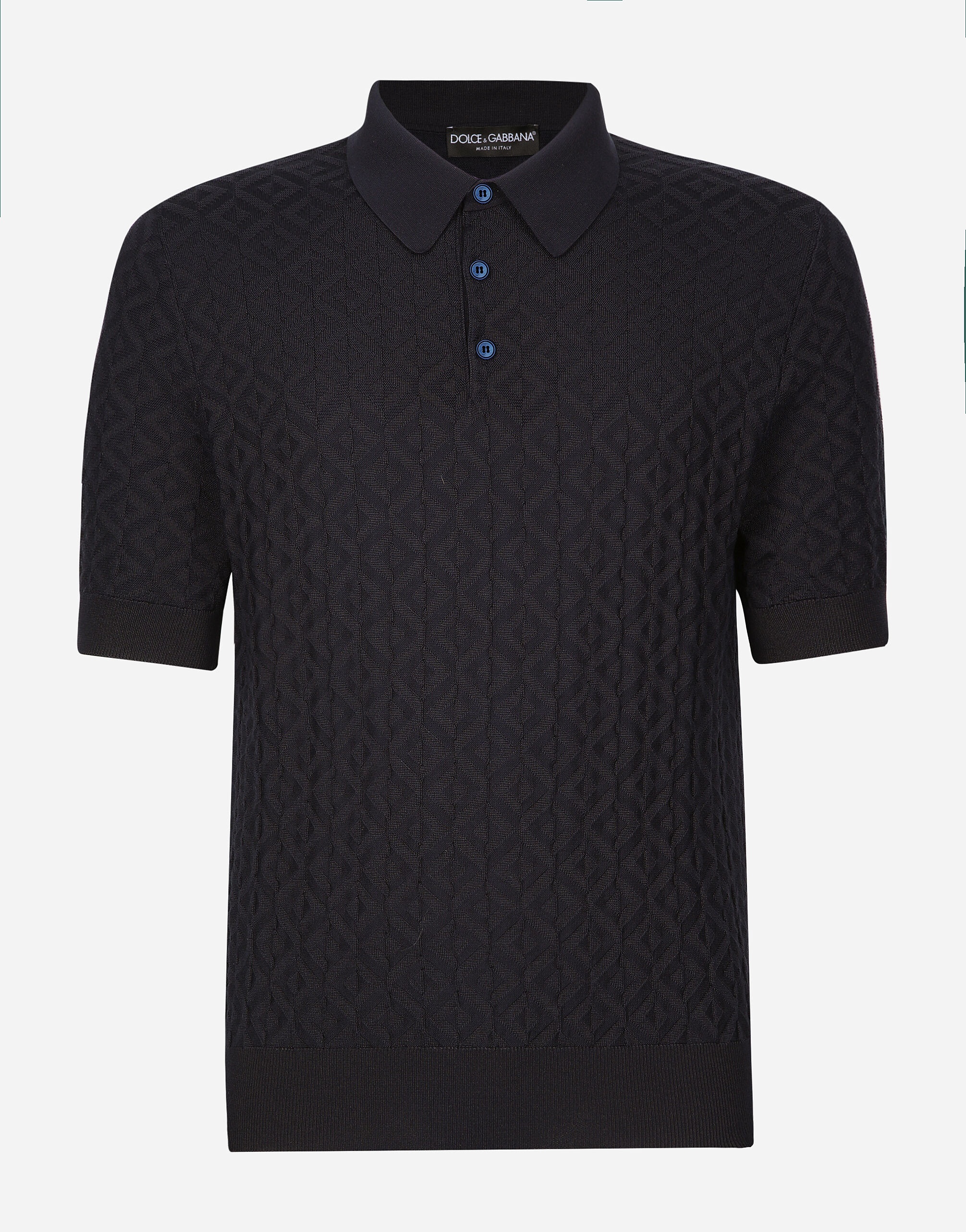 Short-sleeved silk polo-shirt - 1