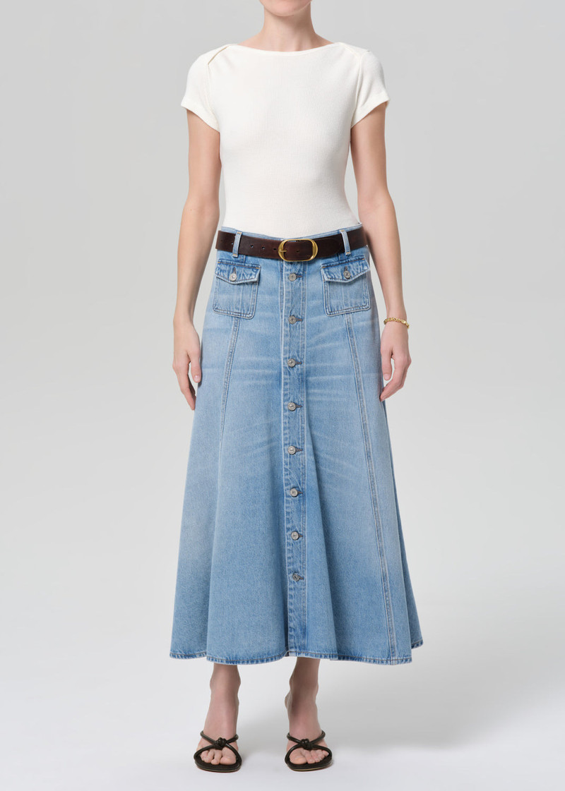 Devin Patch Pocket Maxi Skirt In Vienne 1