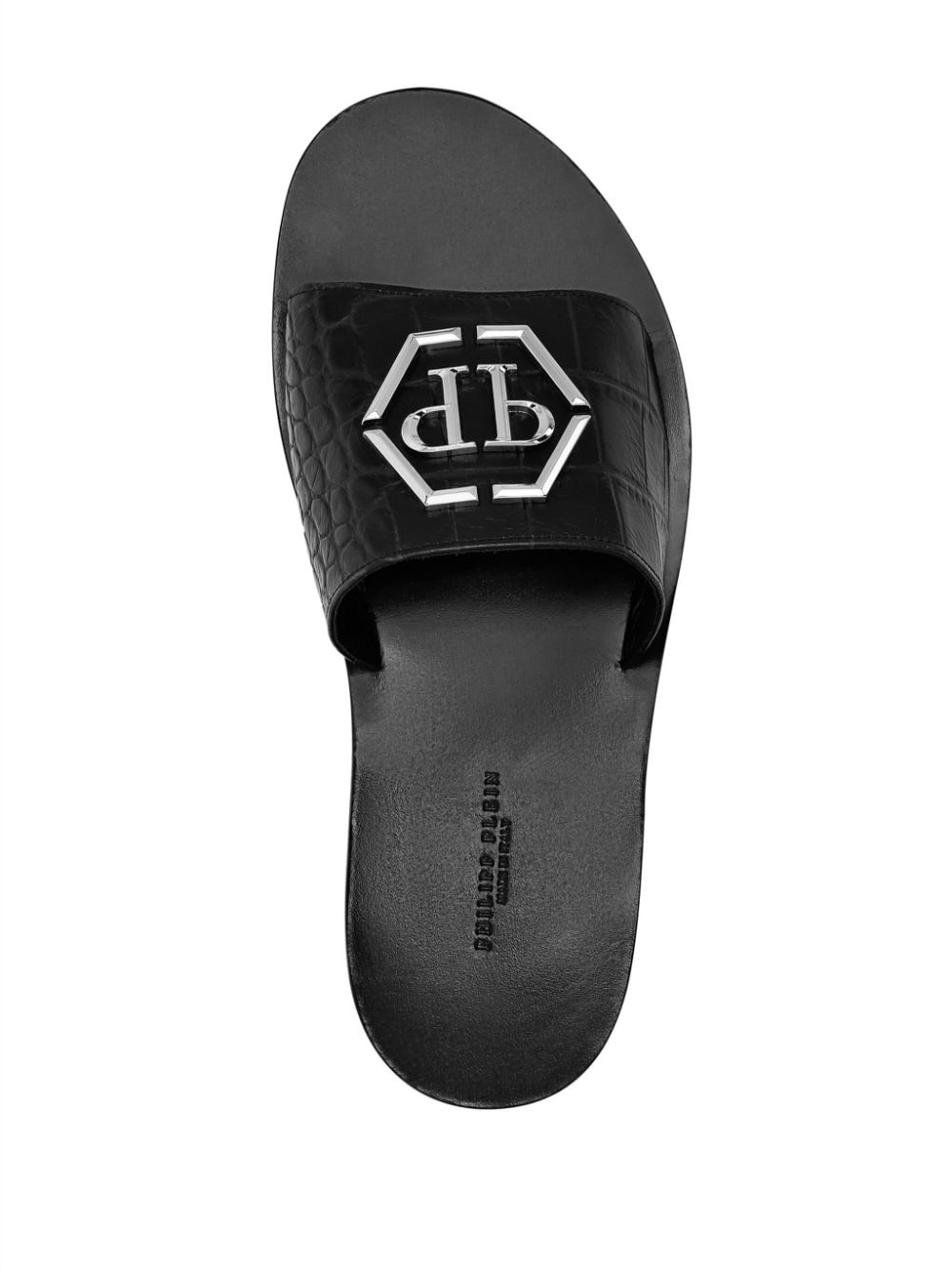 logo-plaque leather sandals - 4