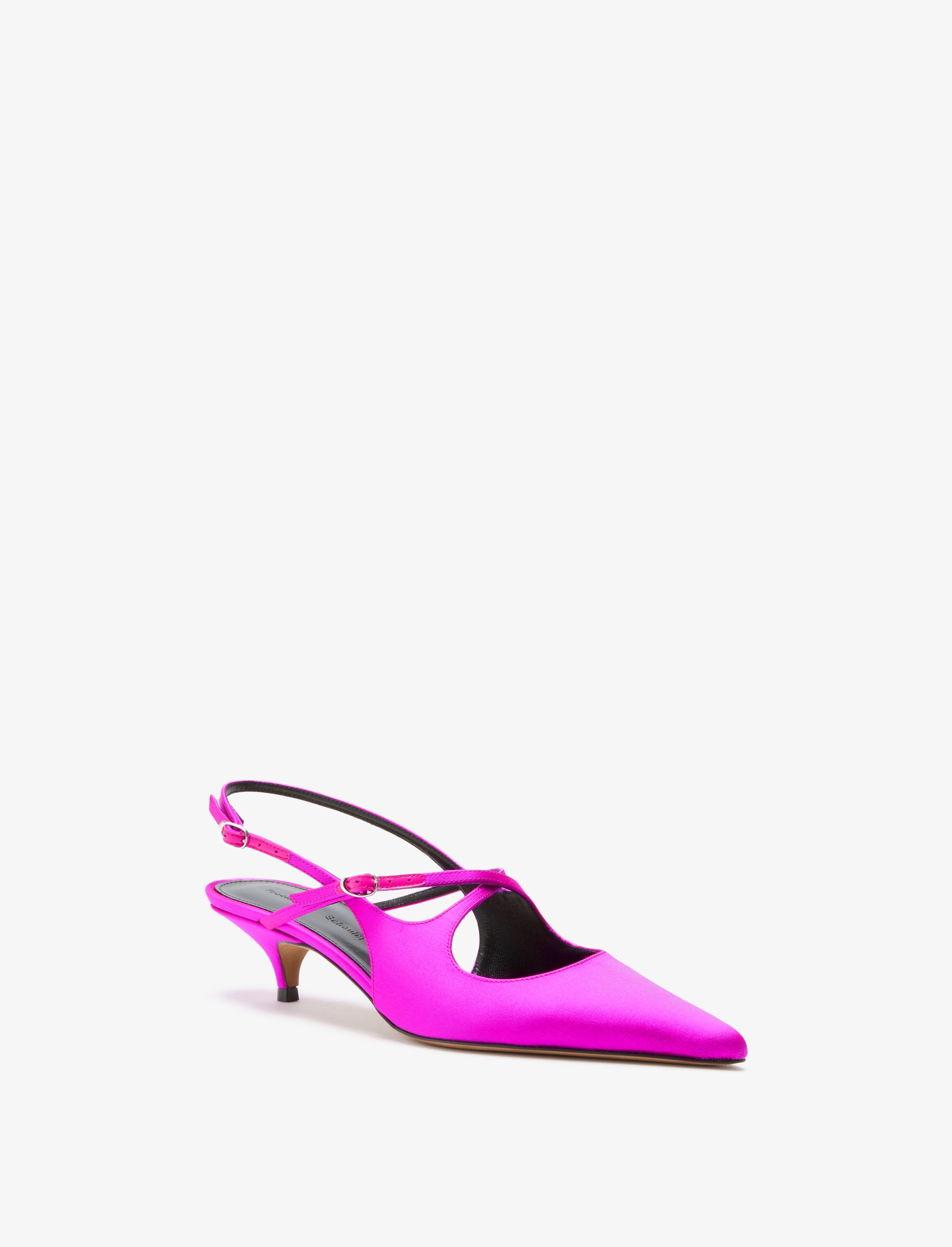 Slash Crossover Slingback Pumps in Satin - 2