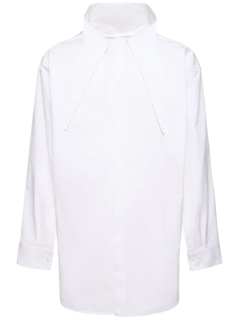 Draped neck cotton poplin shirt - 1