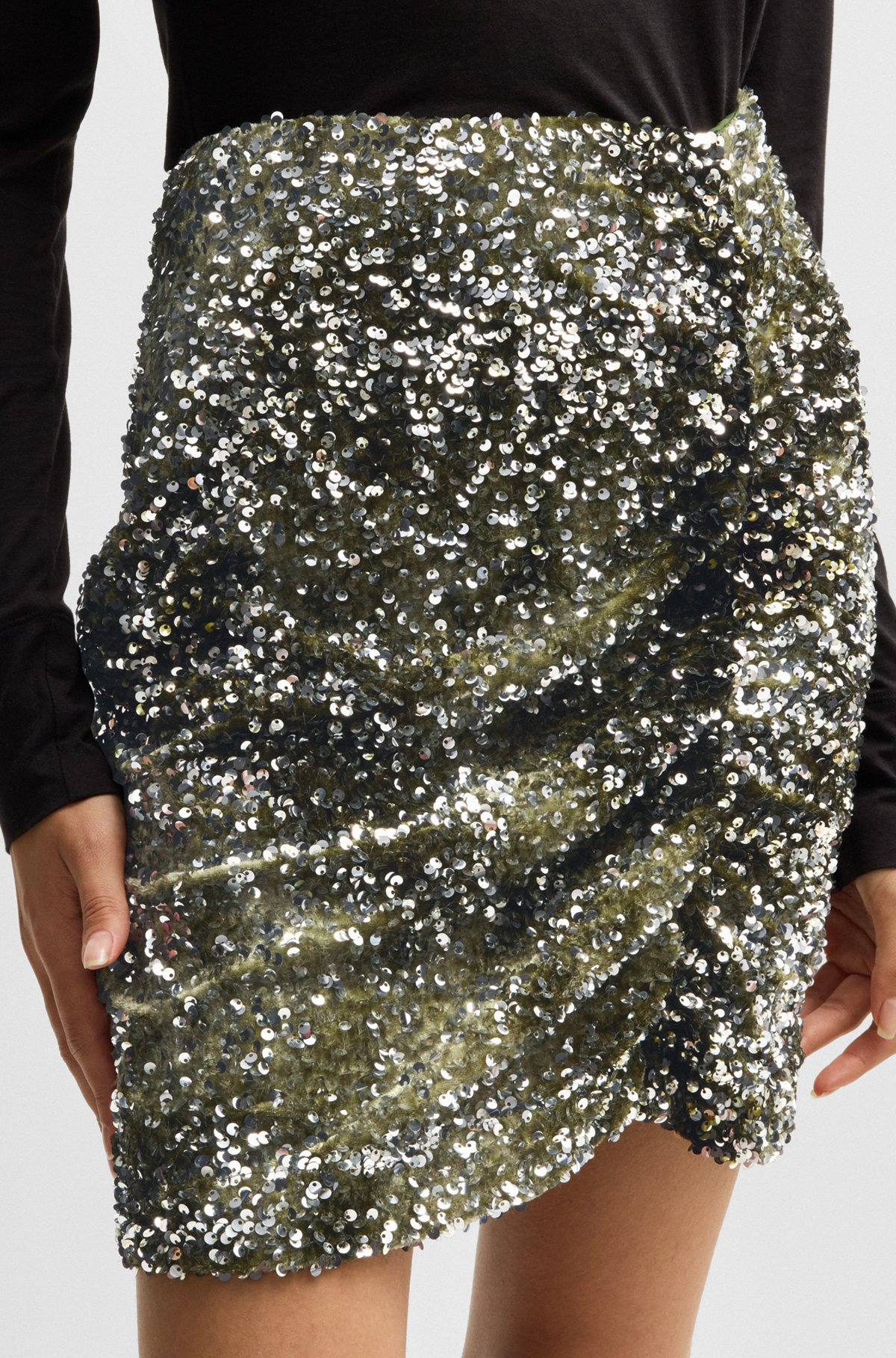SLIM-FIT VELOUR MINI SKIRT WITH GATHERED DETAILS - 5