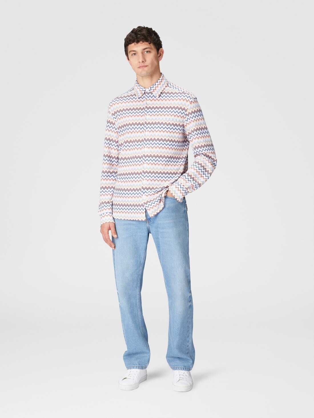 Zig zag cotton shirt with breast pocket - 2