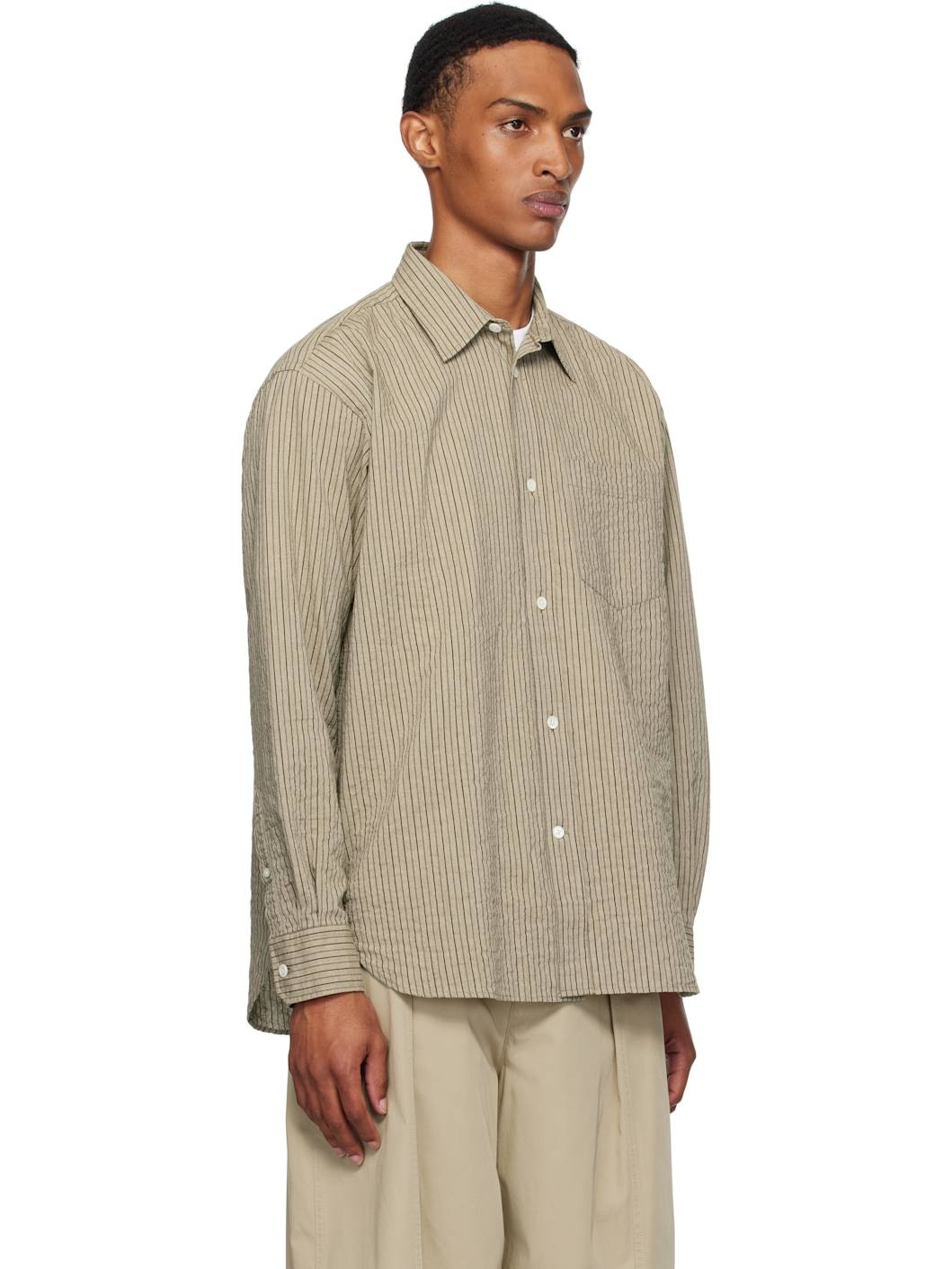 Beige Mo Oversized Striped Shirt - 2