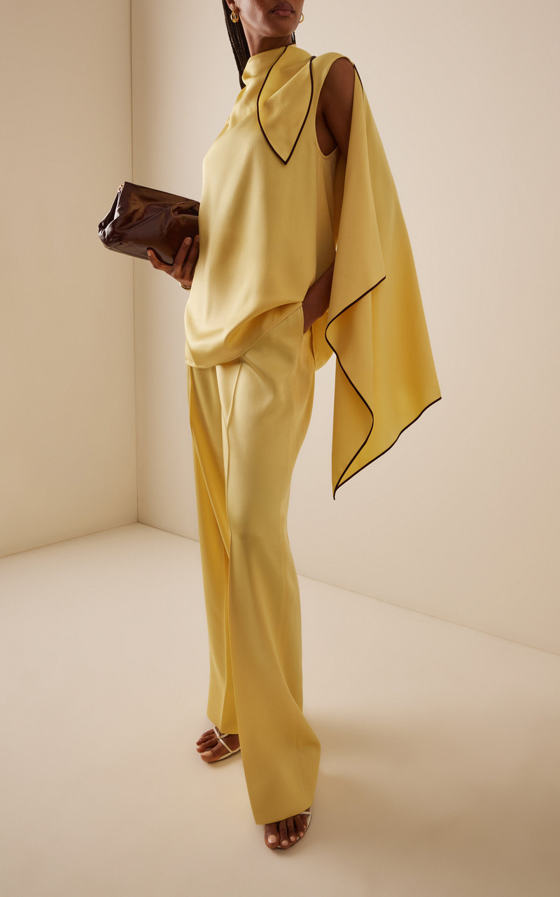 Stella McCartney Relaxed Satin Wide-Leg Trousers yellow outlook