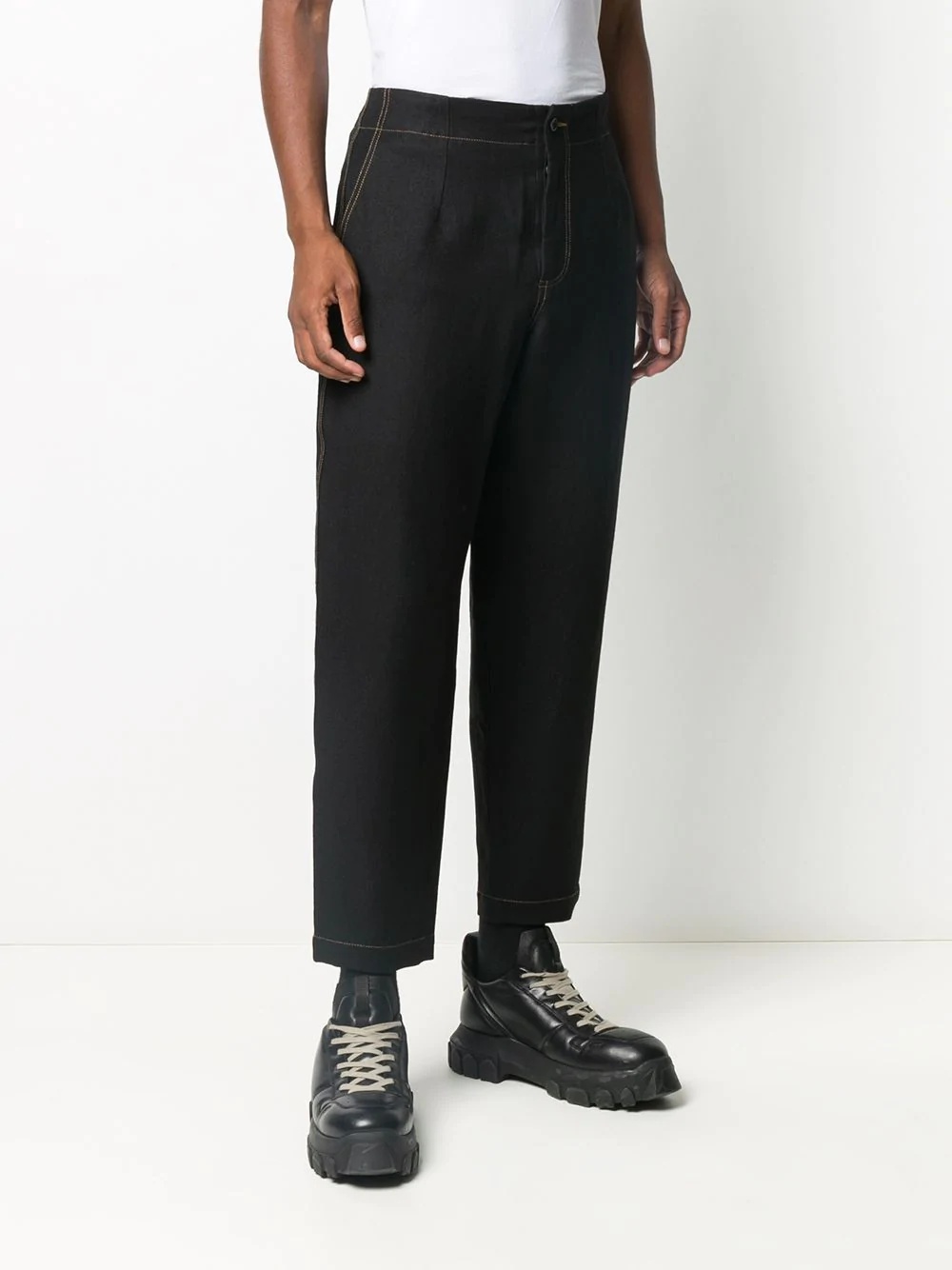 tapered contrast-stitch trousers - 3