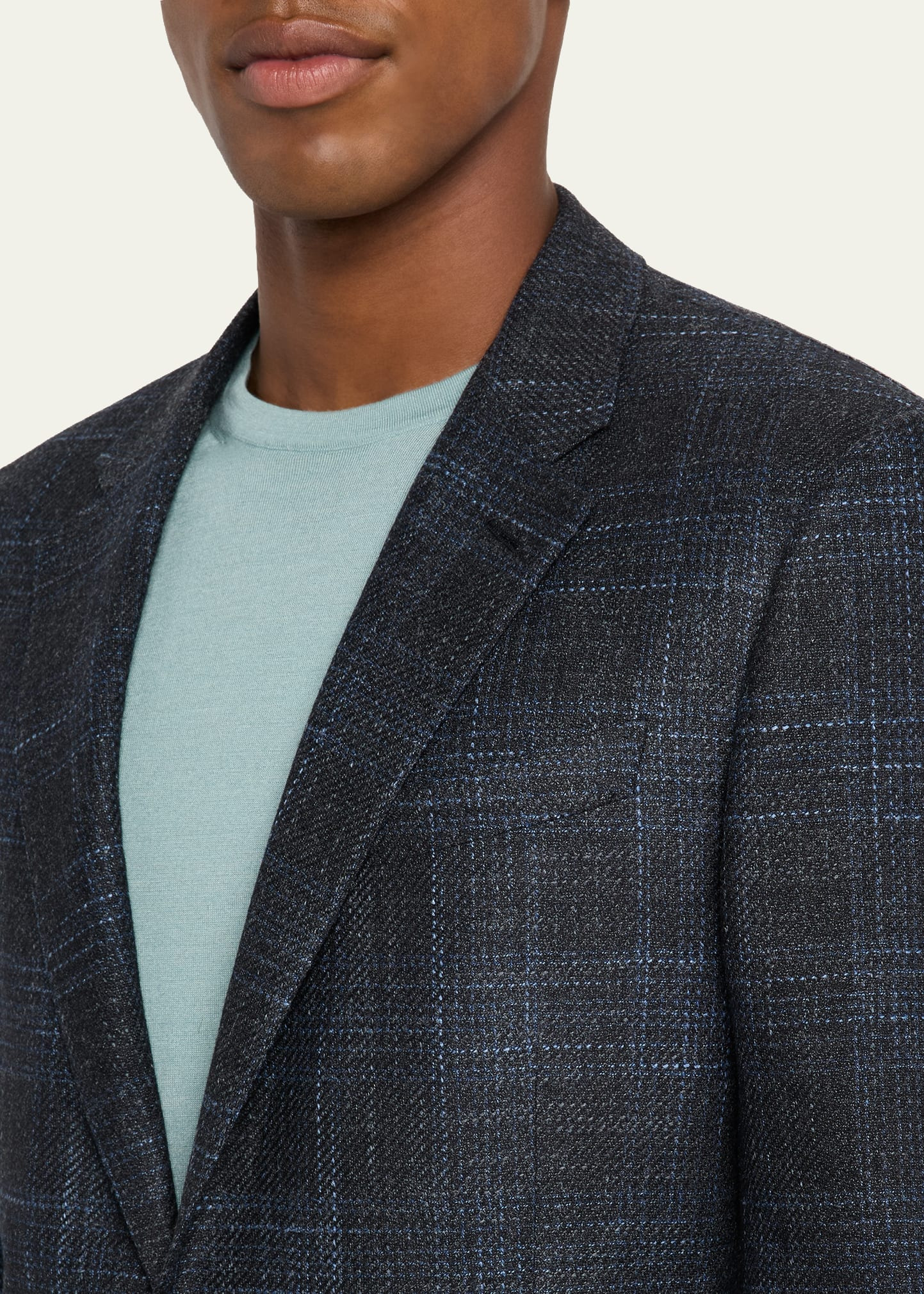 Men's Plaid Winter Crossover Single-Breasted Sport Coat - 7