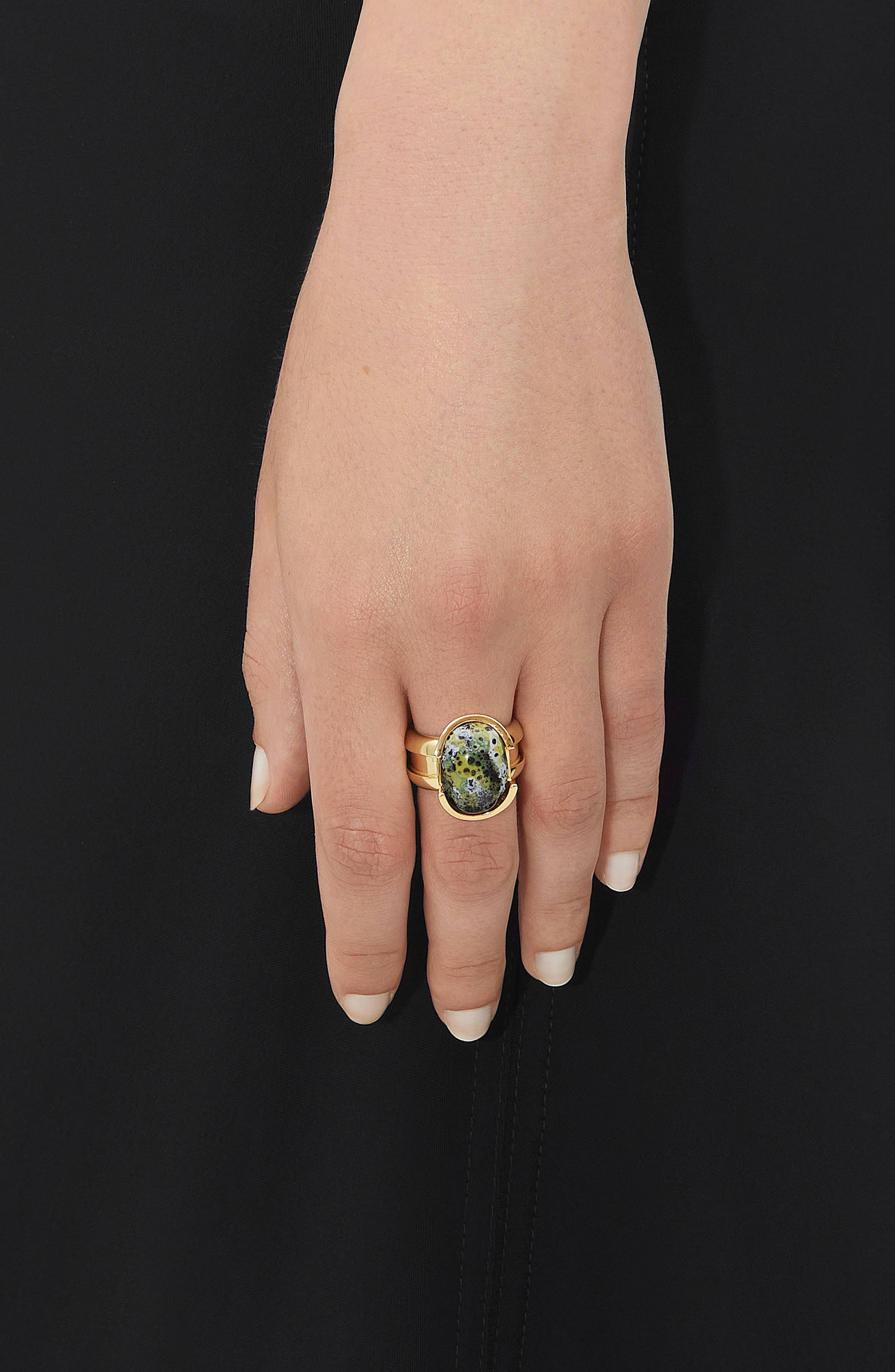 Bottega Veneta Small Ellipse Ceramic RIng in Yellow/Black/White at Nordstrom - 2
