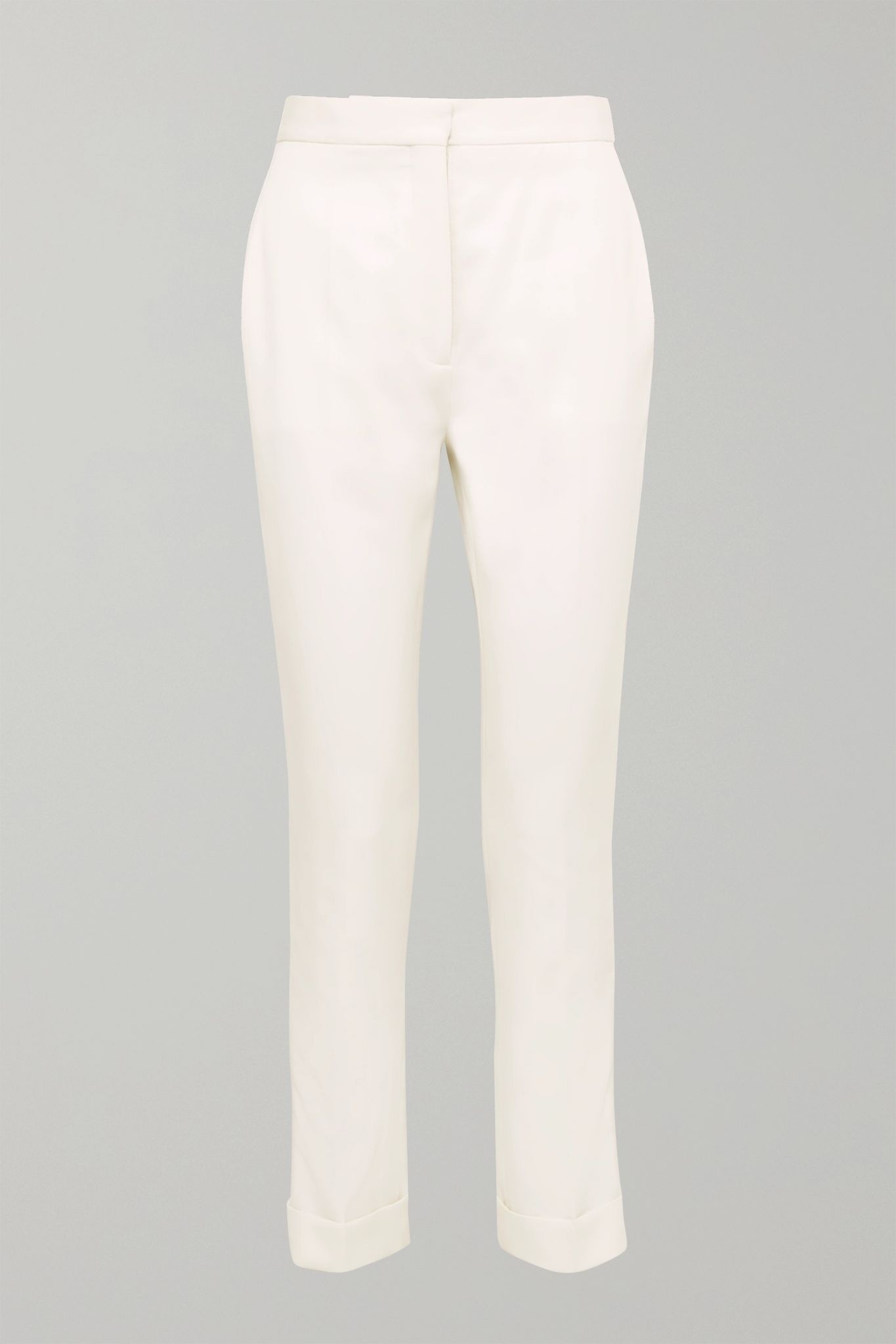 Satin-trimmed grain de poudre wool pants - 1